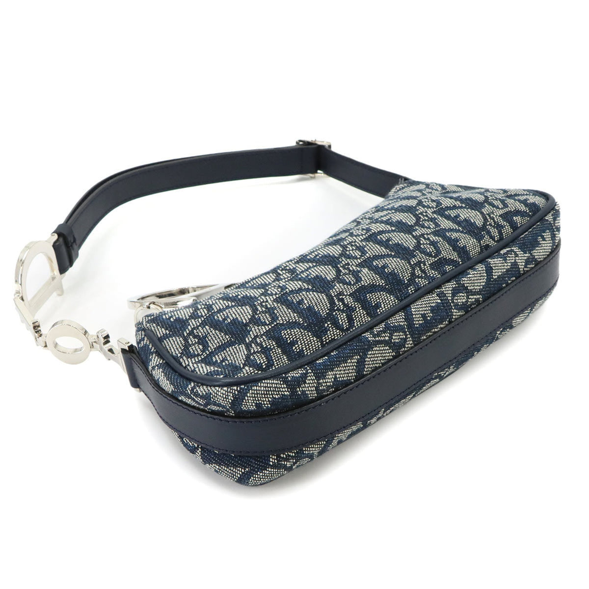 Christian Dior Navy Canvas Leather Handbag Shoulder Bag (Pre-Owned)