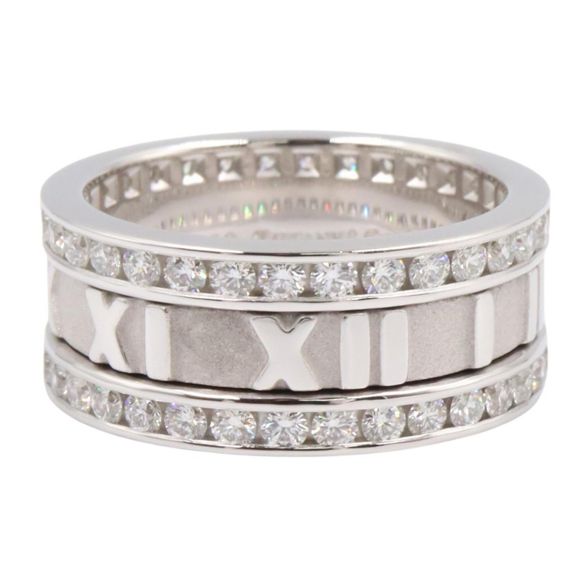Tiffany Silver Clear White Gold (18K) Band Ring (Pre-Owned)