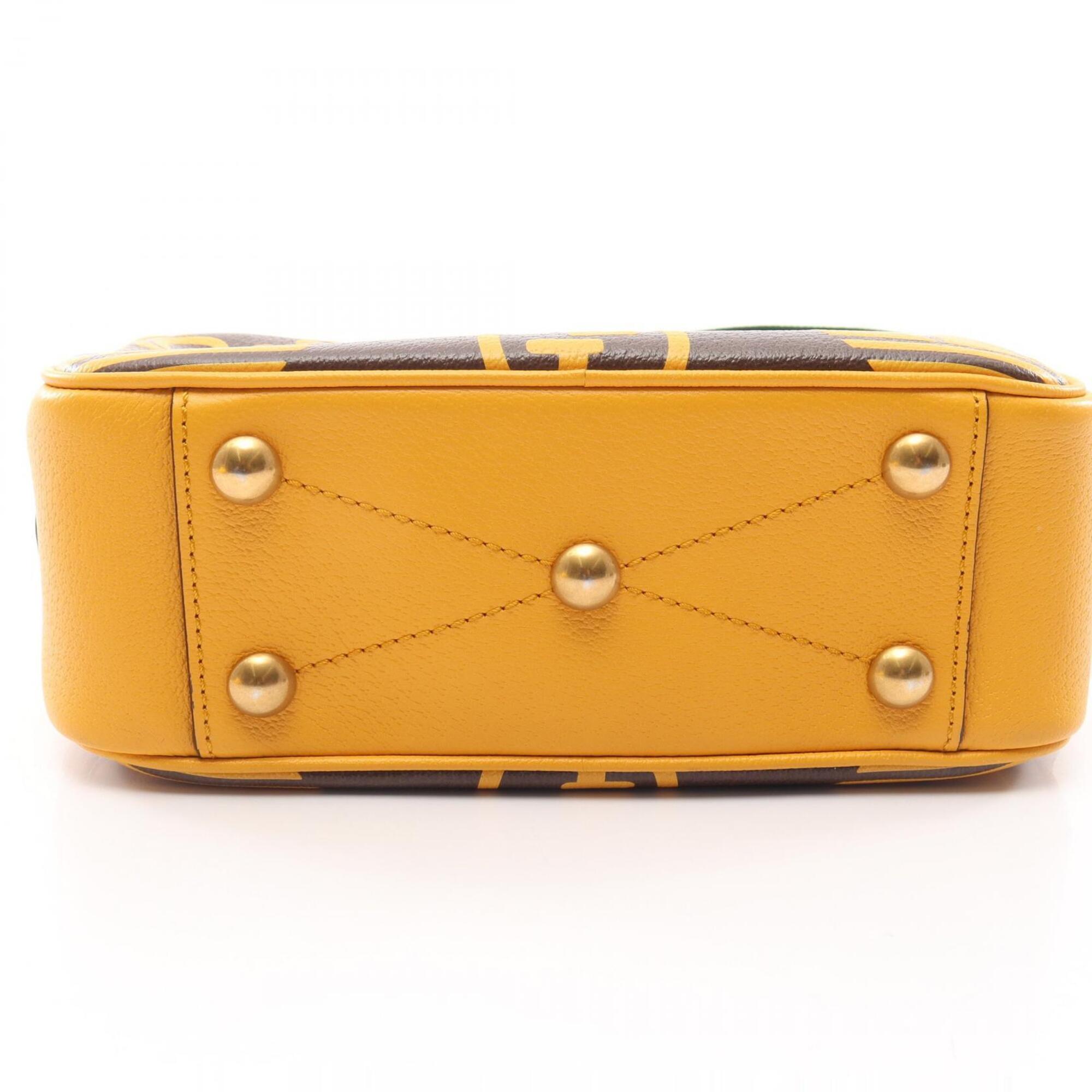 Gucci Brown Yellow Leather Handbag Shoulder Bag (Pre-Owned)
