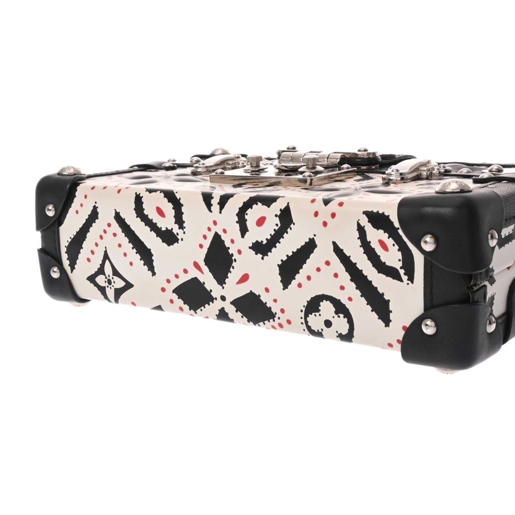 Louis Vuitton Black Red Color White Leather Shoulder Bag (Pre-Owned)