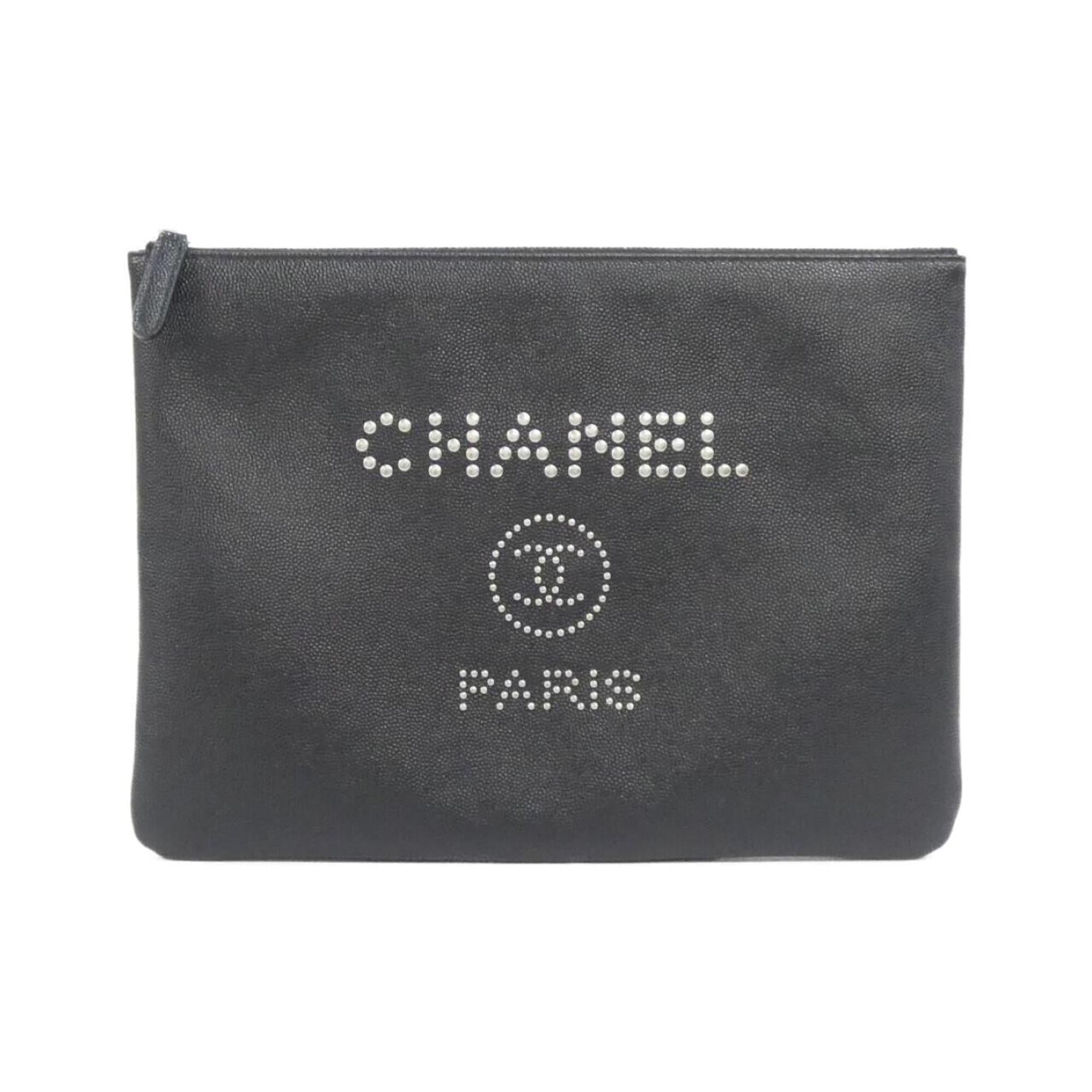 Chanel Black Grained Calfskin Handbag Pouch (Pre-Owned)