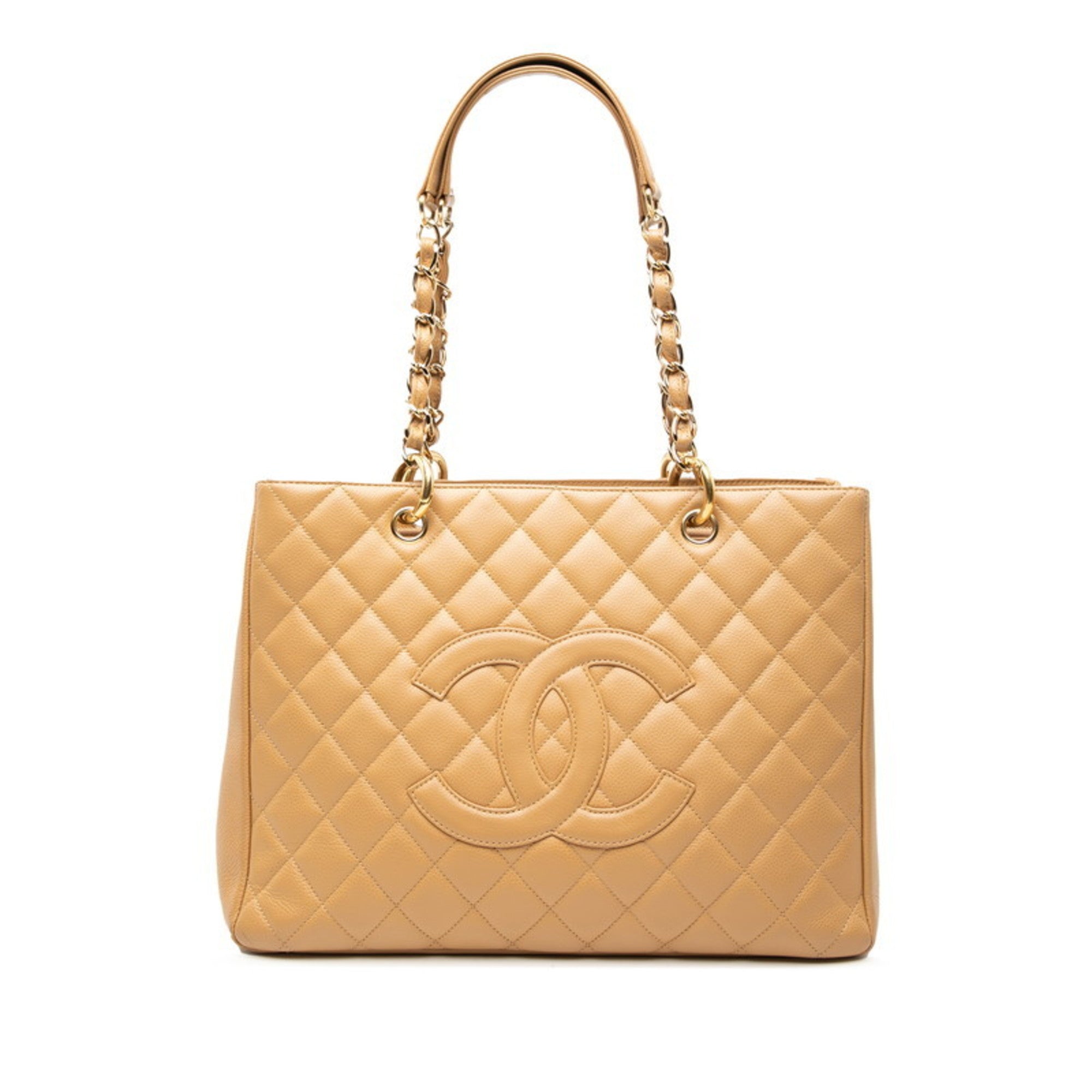 Chanel Matelasse Beige Grained Calfskin Tote Bag (Pre-Owned)