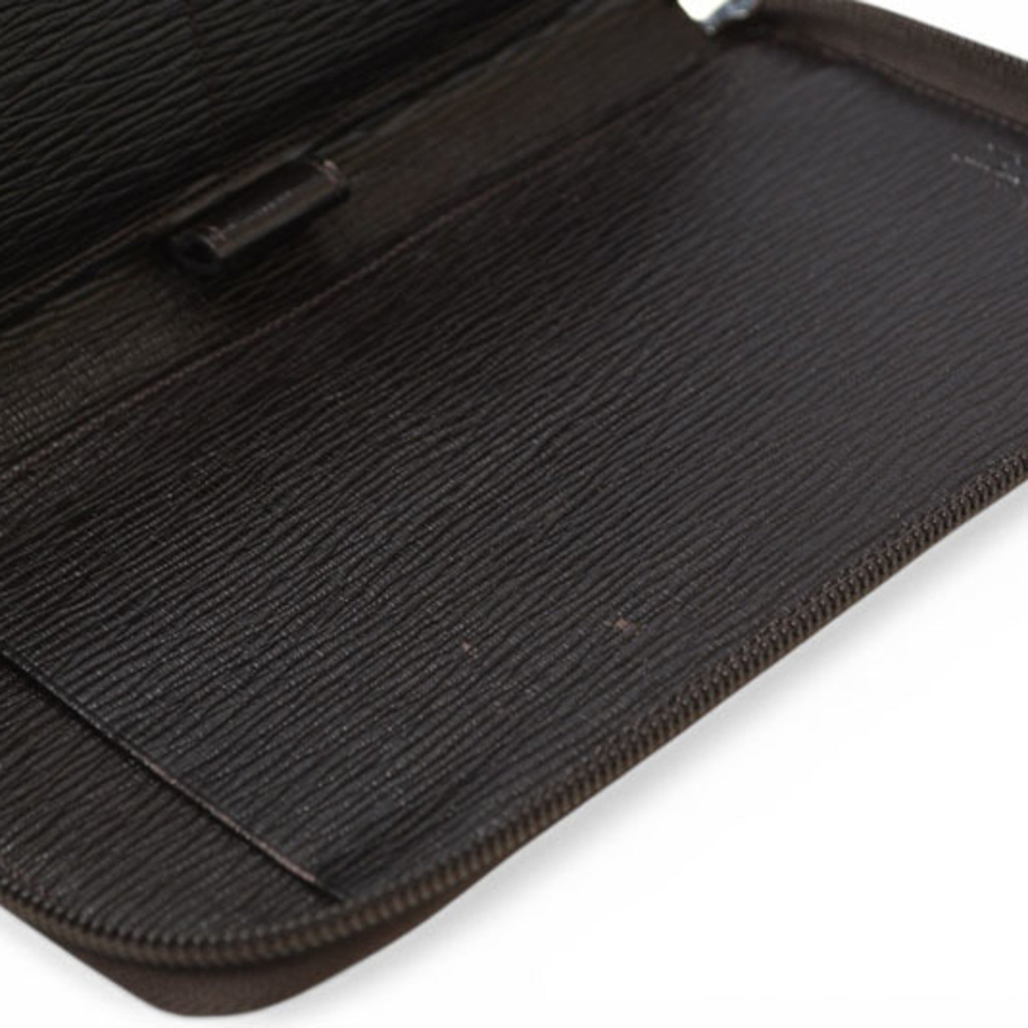 Salvatore Ferragamo Gancini Dark Brown Red Color Leather Long Wallet (Bi-Fold) (Pre-Owned)