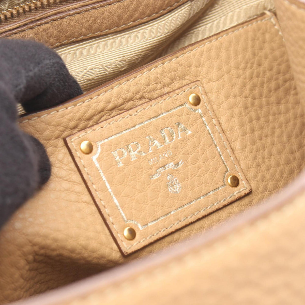 Prada Beige Leather Handbag Tote Bag (Pre-Owned)