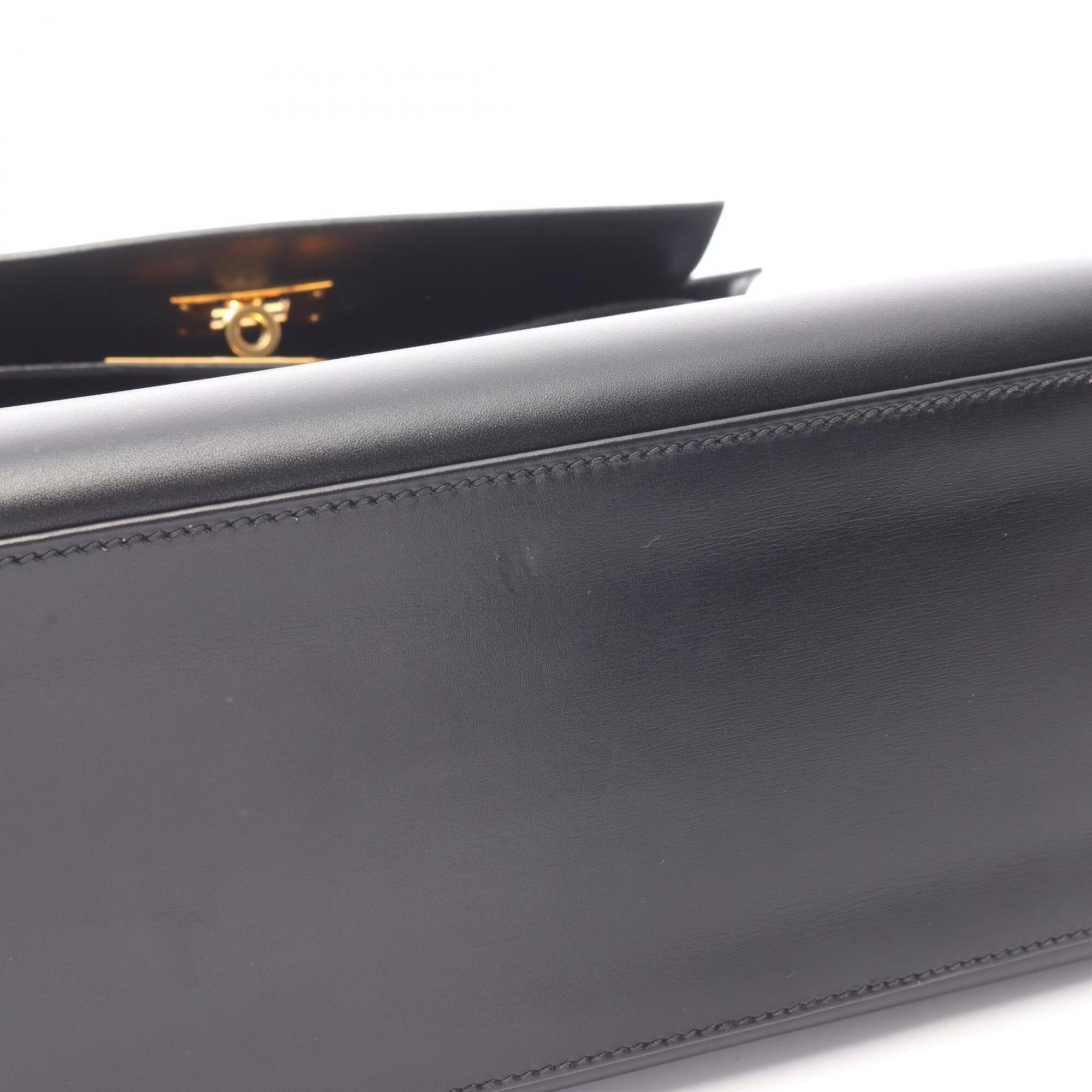Hermes Black Box Calf Leather Handbag (Pre-Owned)