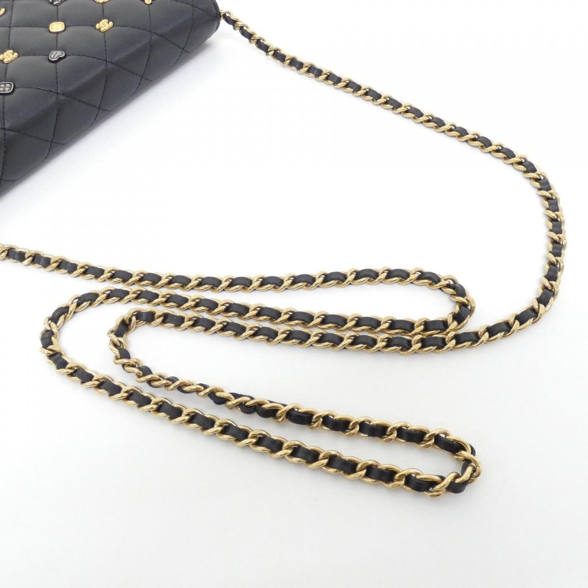 Chanel Black Leather Chain/Shoulder Wallet (Pre-Owned)