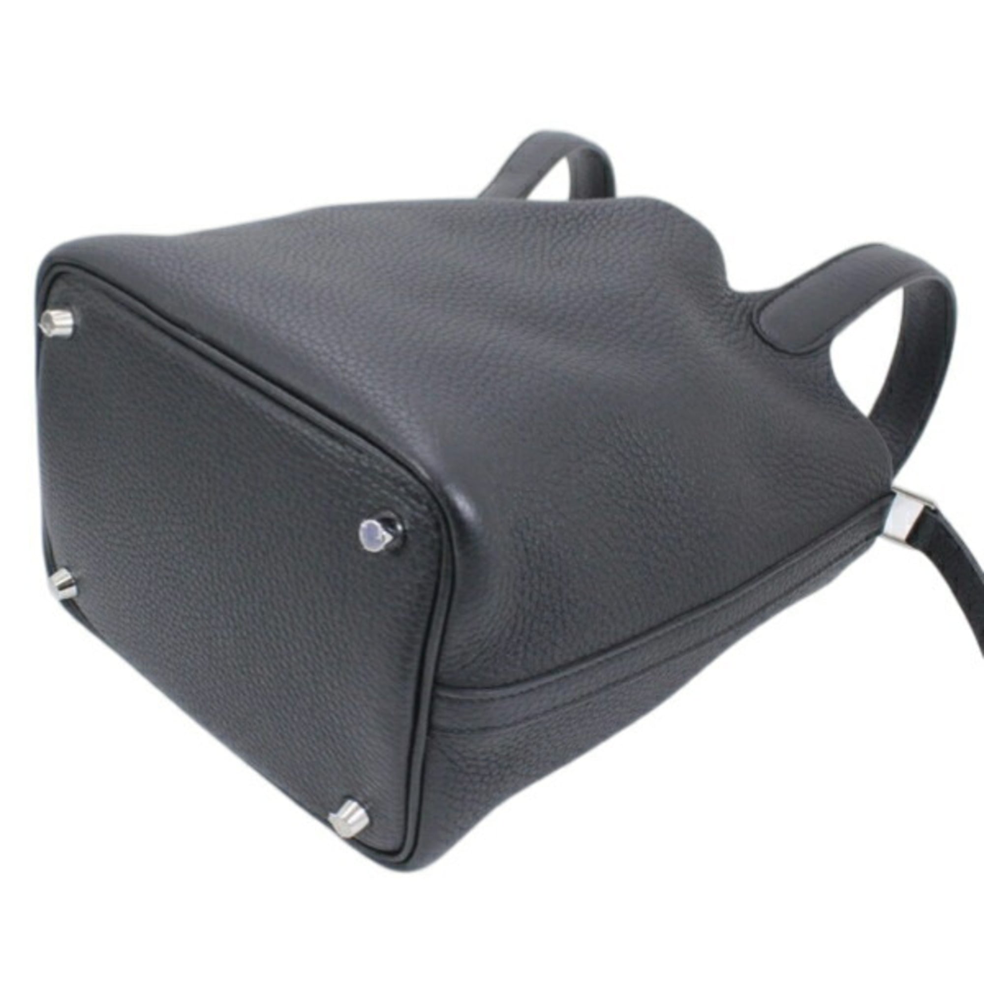 Hermes Black Taurillon Clemence Leather Handbag Tote Bag (Pre-Owned)