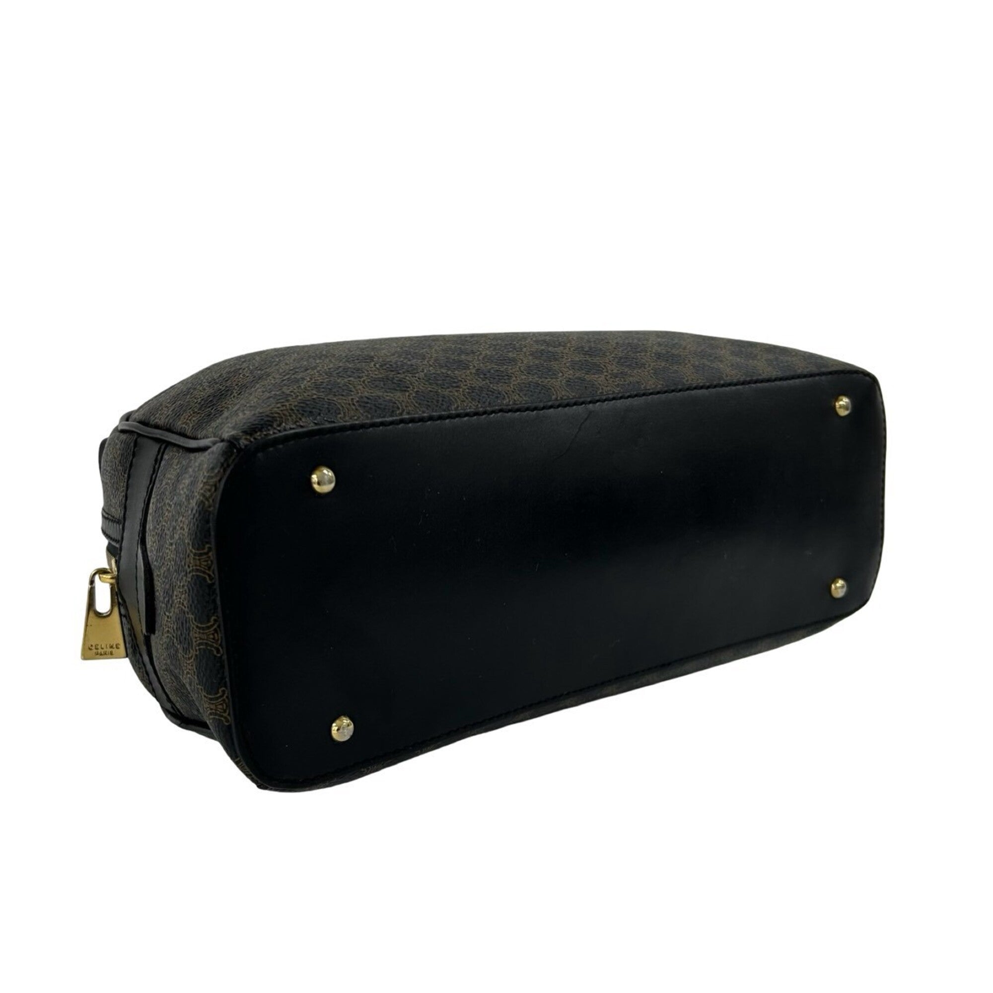 Celine Black Brown Leather Pvc Boston Bag Handbag (Pre-Owned)