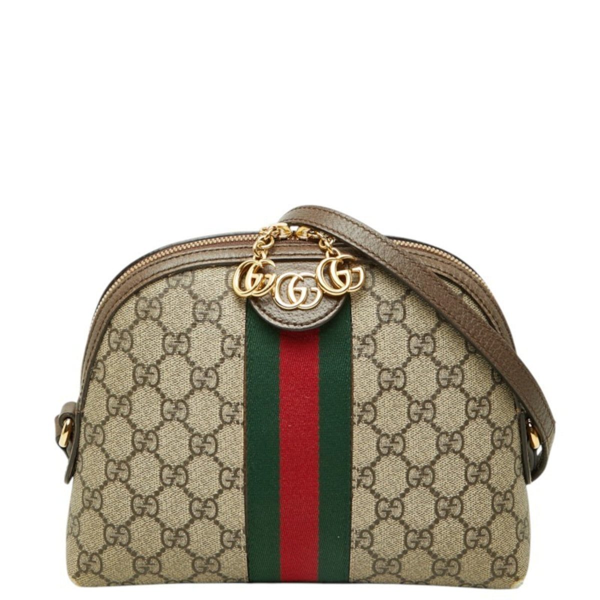 Gucci Sherry Line Beige Brown Pvc Leather Shoulder Bag (Pre-Owned)