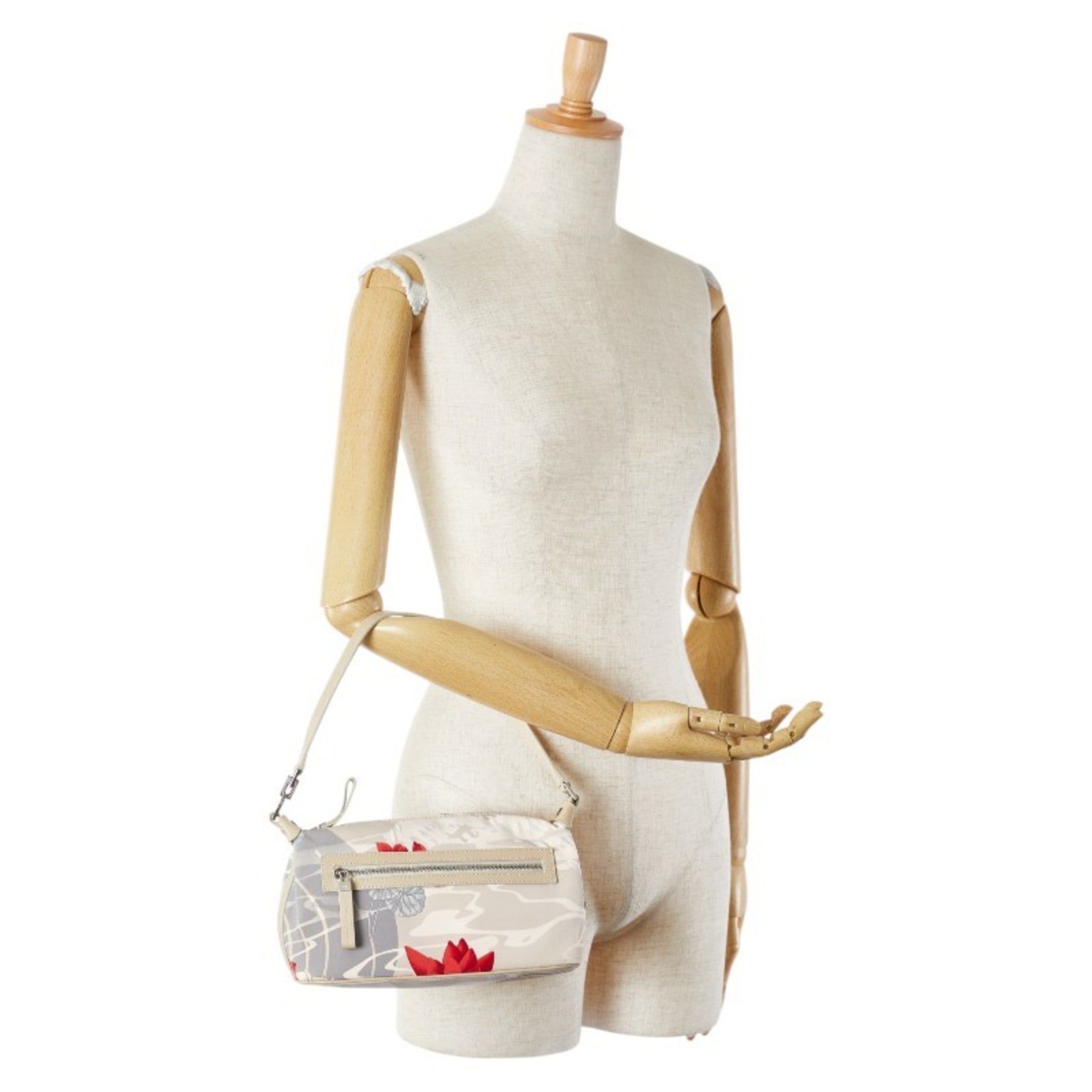 Salvatore Ferragamo Gancini White Nylon Leather Handbag (Pre-Owned)