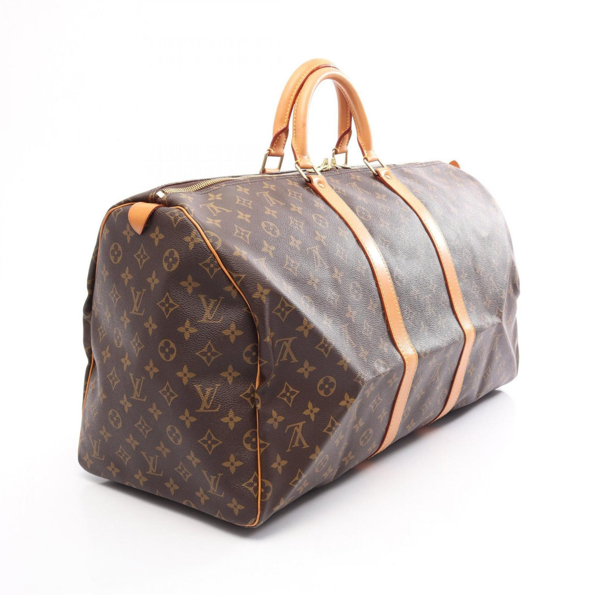 Louis Vuitton Brown Monogram Coated Canvas Leather Boston Bag Handbag (Pre-Owned)