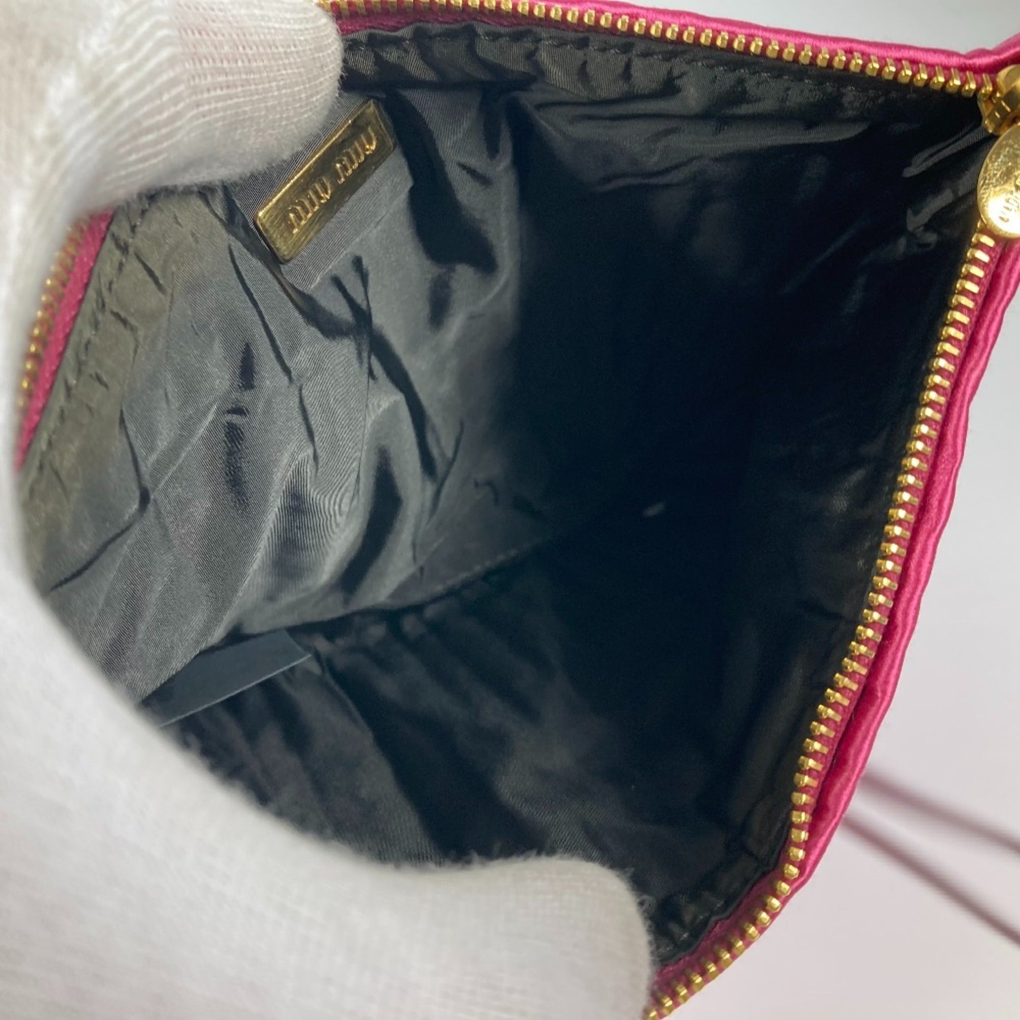 Miu Miu Pink Rayon Silk Clutch Bag Pouch (Pre-Owned)
