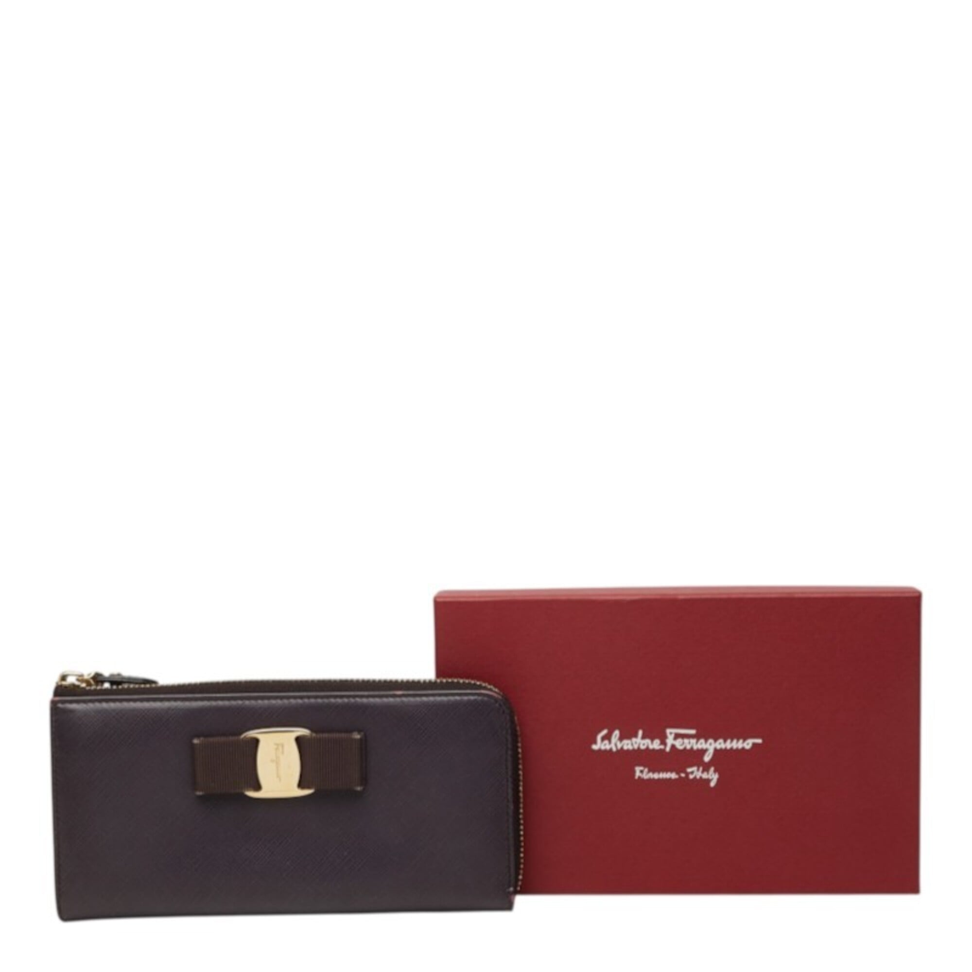Salvatore Ferragamo Purple Leather Long Wallet (Bi-Fold) (Pre-Owned)