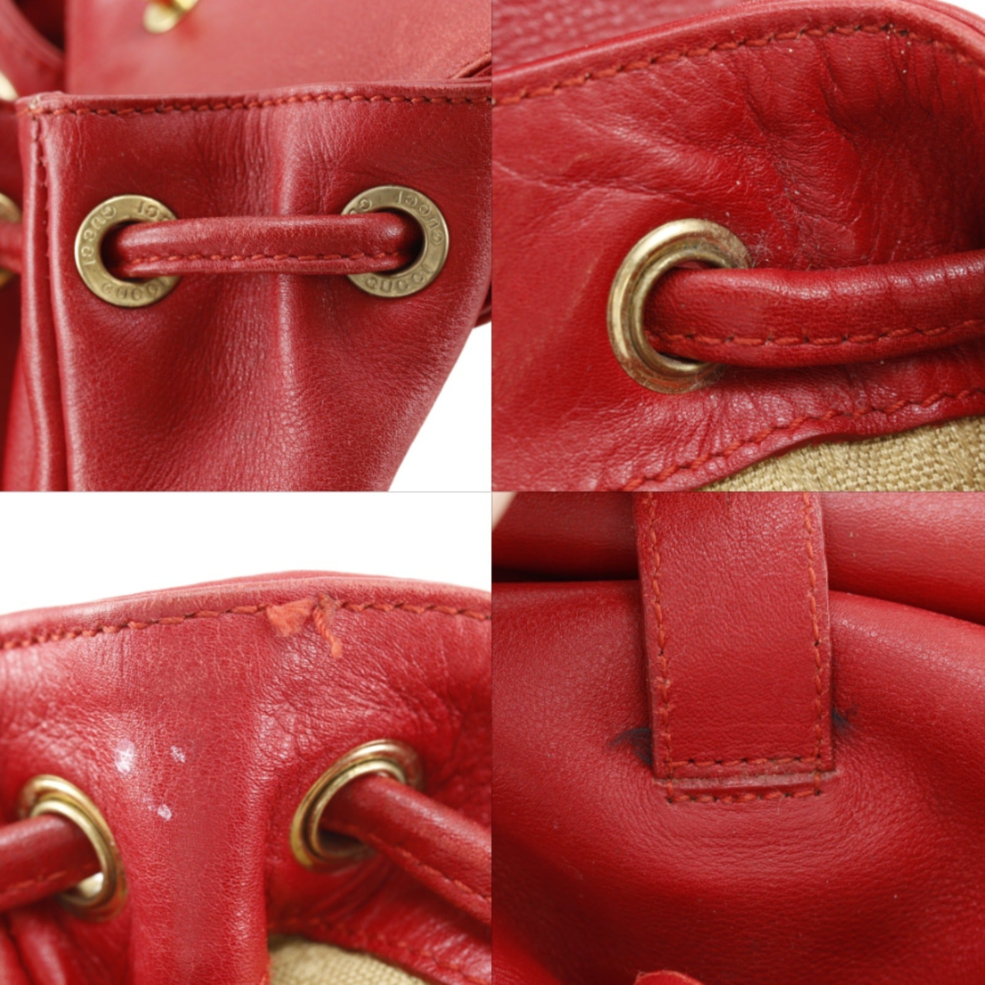 Gucci Bamboo Red Color Leather Backpack (Pre-Owned)