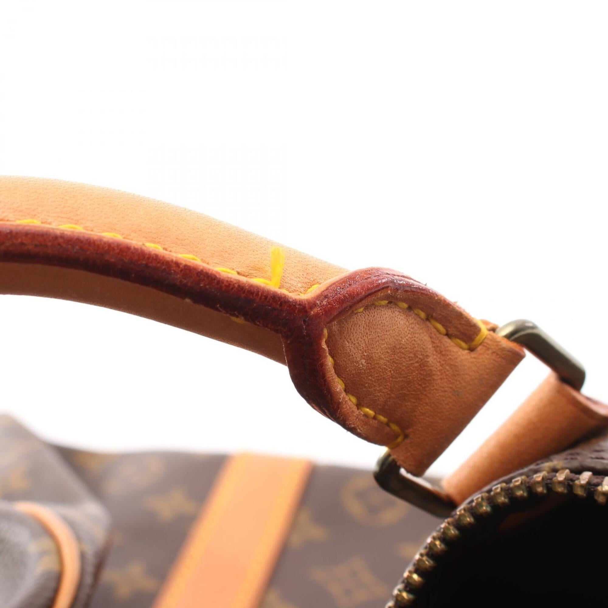 Louis Vuitton Brown Monogram Coated Canvas Monogram Leather Boston Bag Handbag (Pre-Owned)