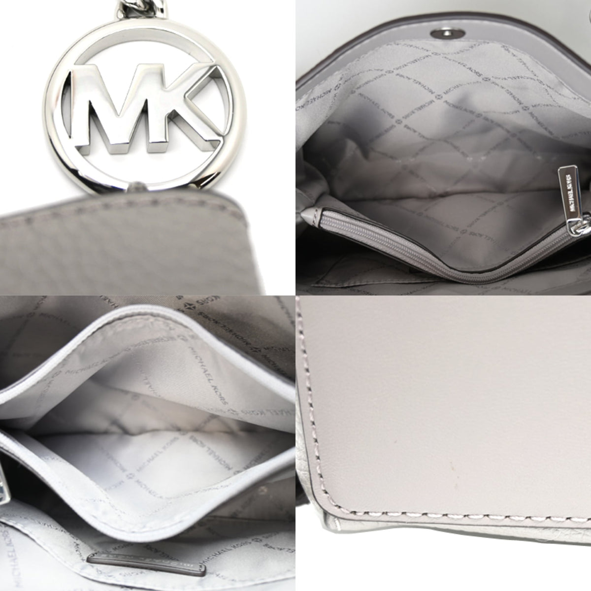Michael Kors Gray Leather Shoulder Bag (Pre-Owned)