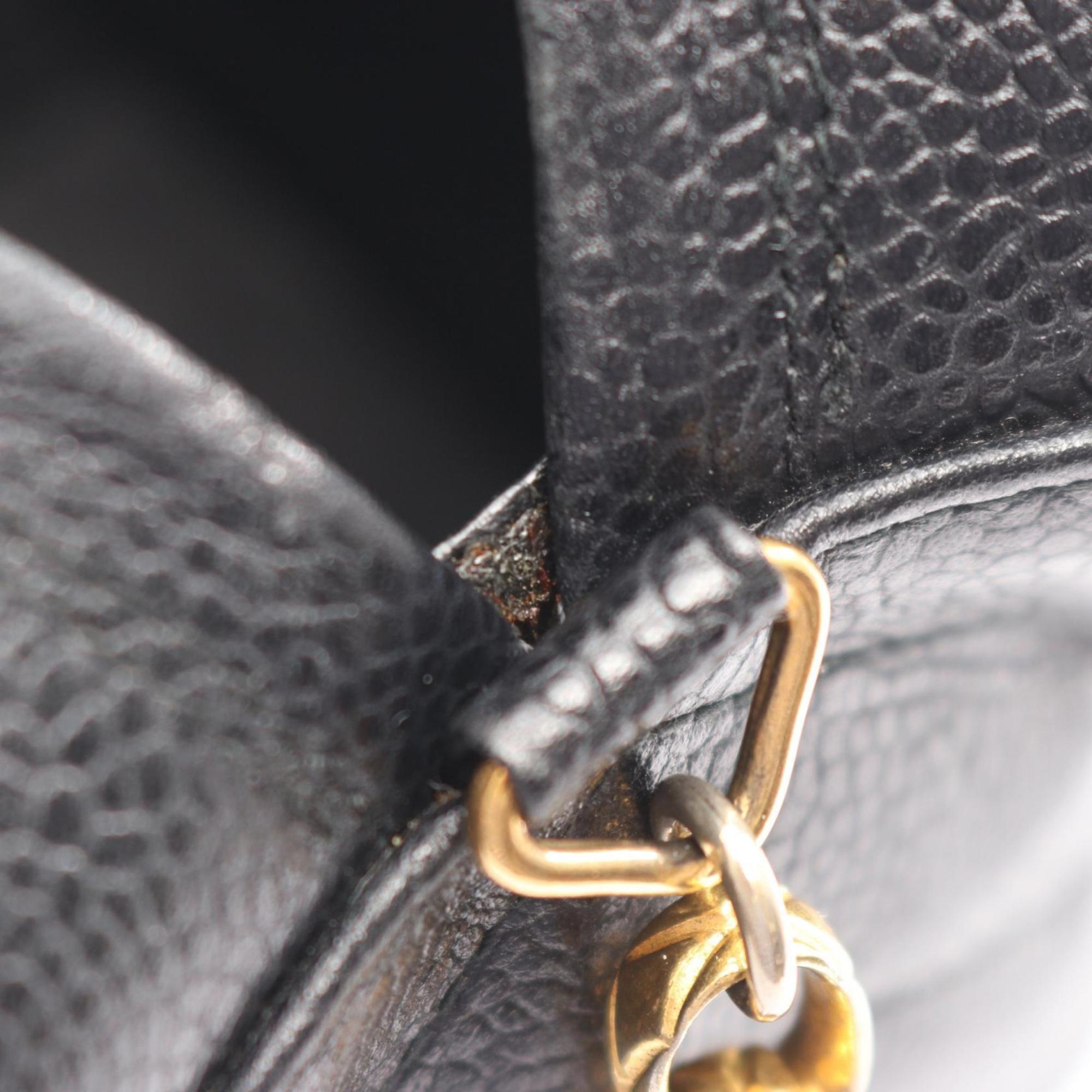 Chanel Black Leather Handbag Shoulder Bag (Pre-Owned)