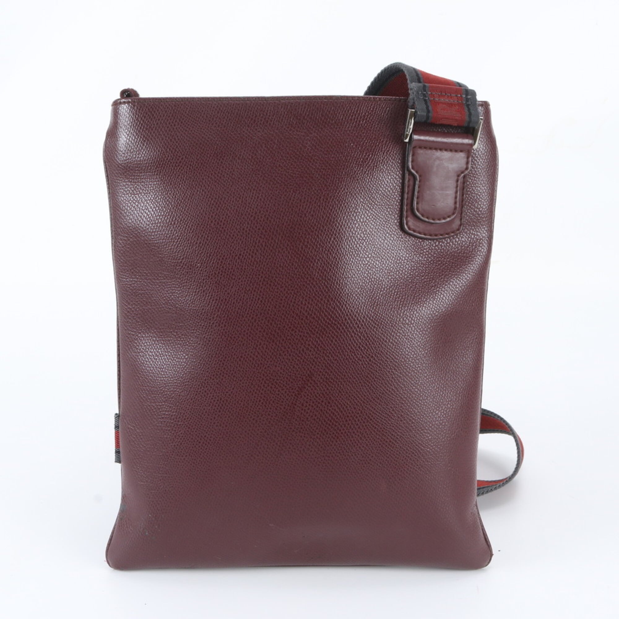 Salvatore Ferragamo Red Color Wine Leather Messenger Bag Shoulder Bag (Pre-Owned)