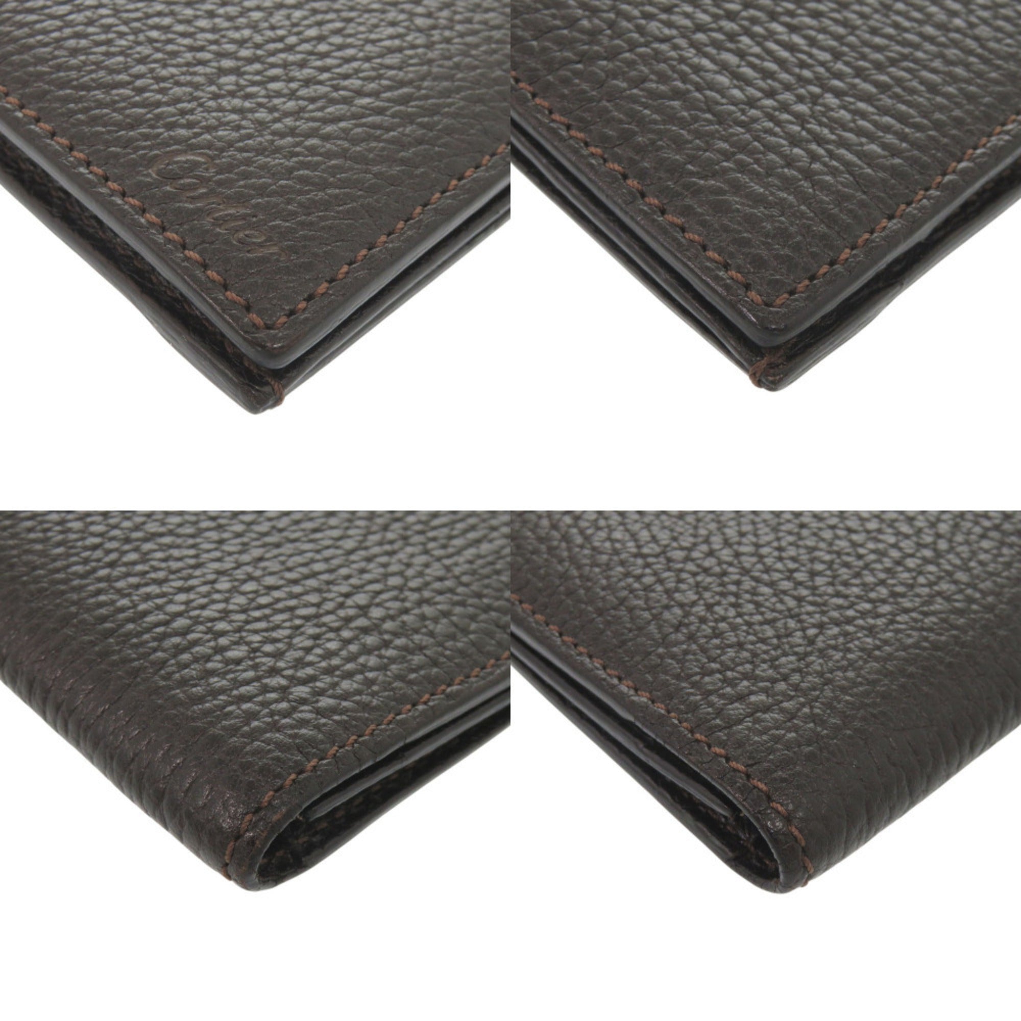 Cartier Dark Brown Leather Long Wallet (Bi-Fold) (Pre-Owned)