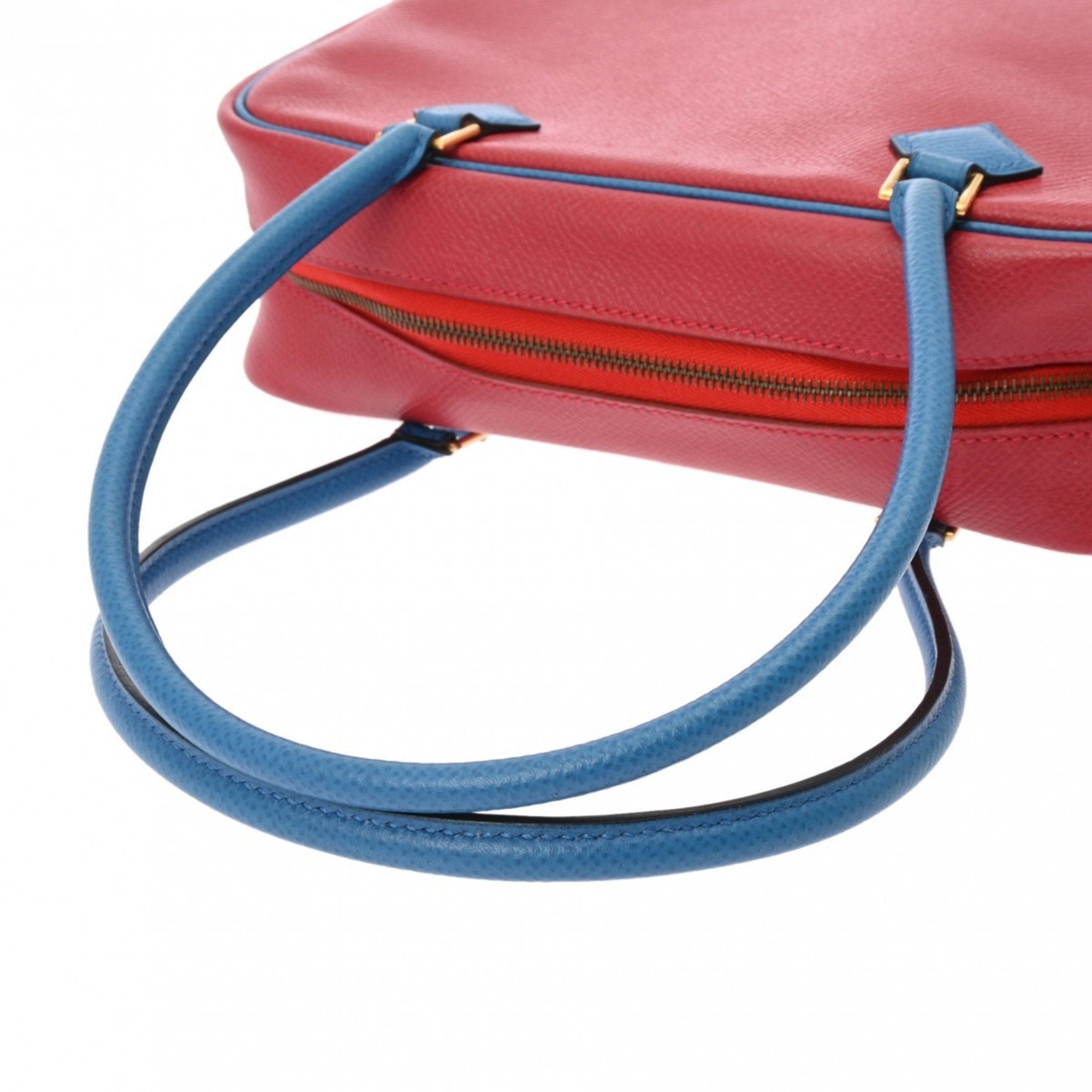 Hermes Blue Red Color Courchevel Leather Handbag (Pre-Owned)