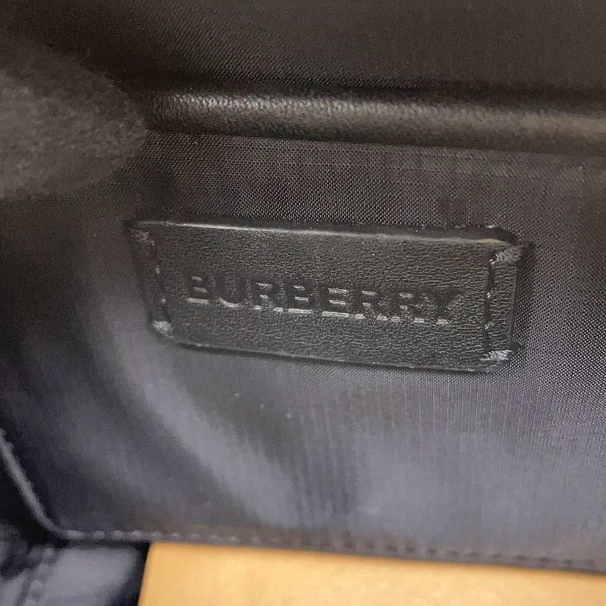 Burberry Beige Black Red Color Nylon Leather Handbag Shoulder Bag (Pre-Owned)
