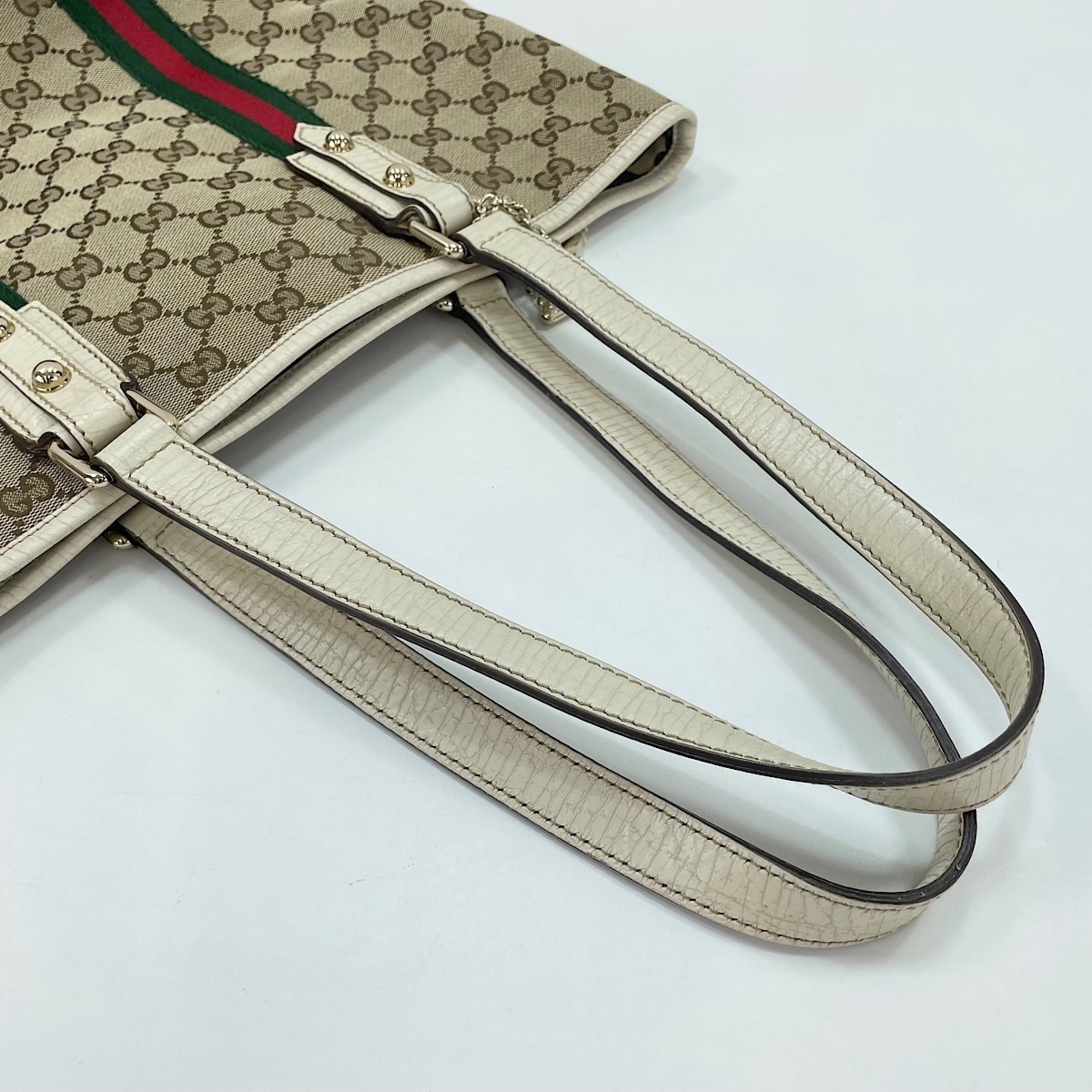 Gucci Sherry Line Beige Handbag (Pre-Owned)