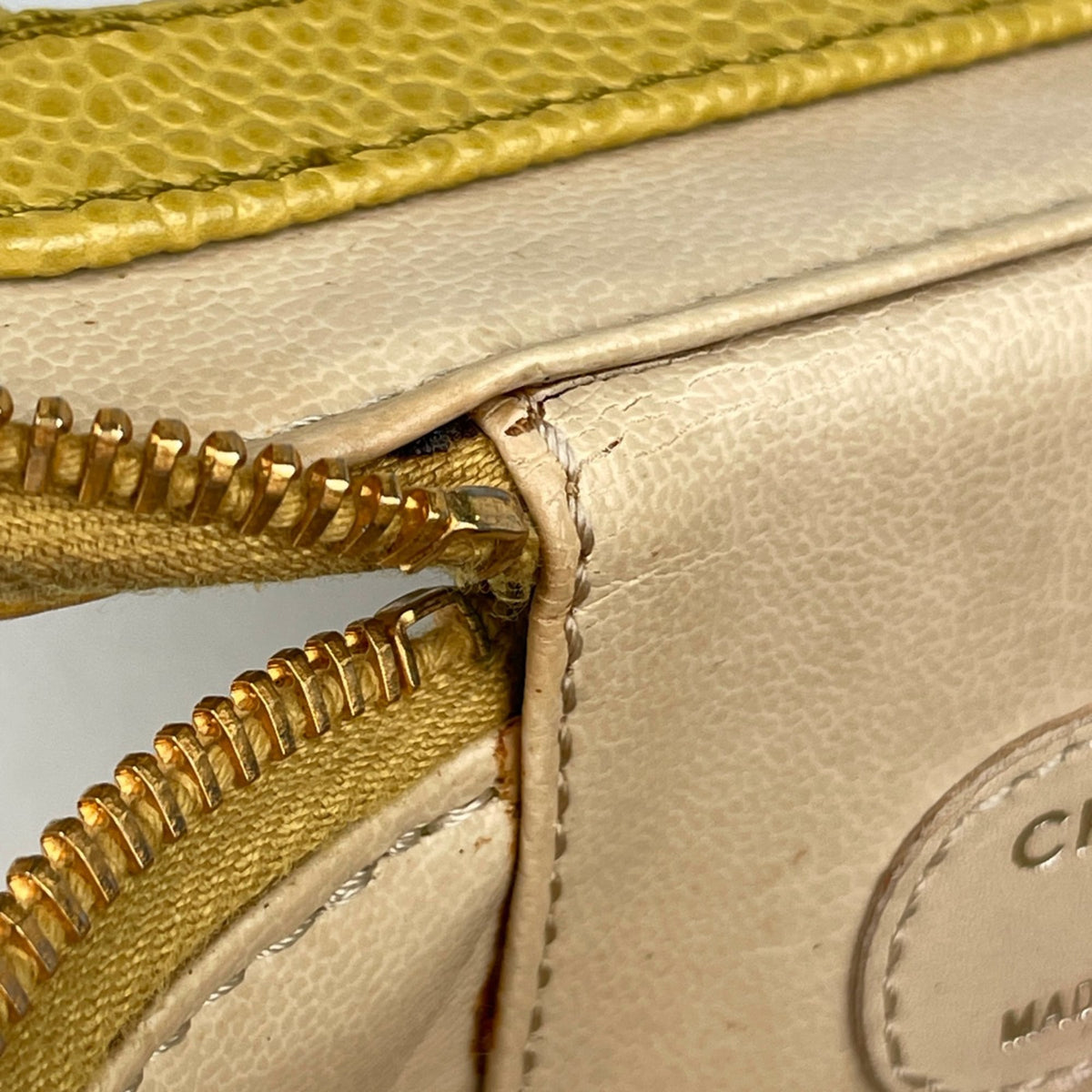 Chanel Yellow Grained Calfskin Pouch Vanity Bag (Pre-Owned)