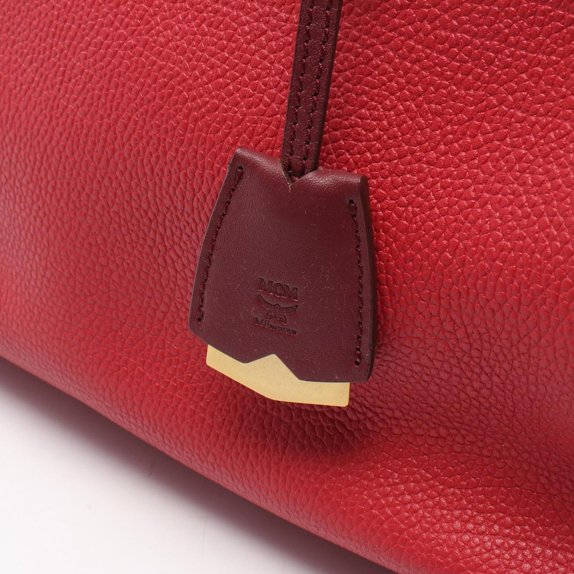 Mcm Red Color Leather Handbag (Pre-Owned)