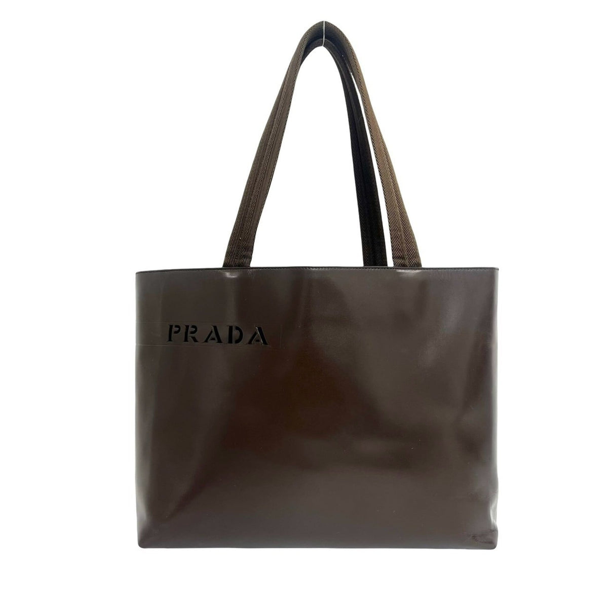Prada Brown Leather Handbag Shoulder Bag Tote Bag (Pre-Owned)