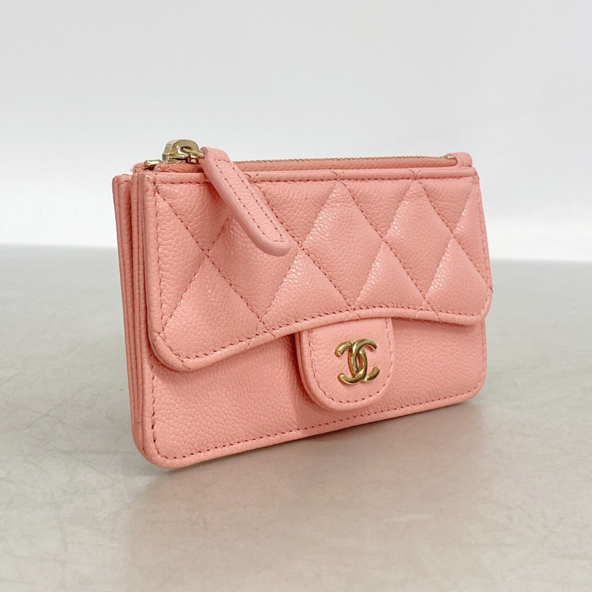 Chanel Salmon Pink Grained Calfskin Coin Purse/Coin Case (Pre-Owned)
