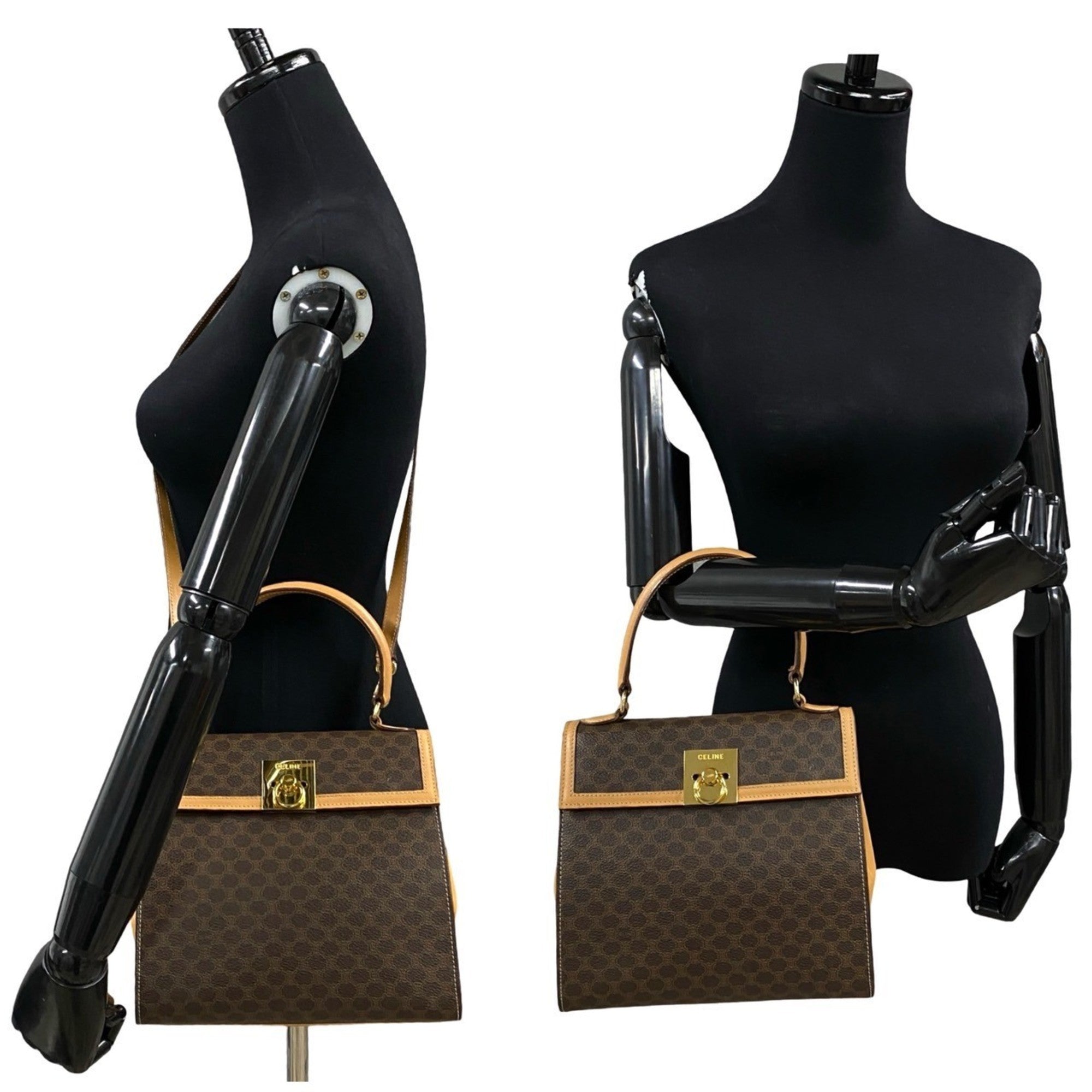 Celine Brown Leather Pvc Handbag Shoulder Bag (Pre-Owned)