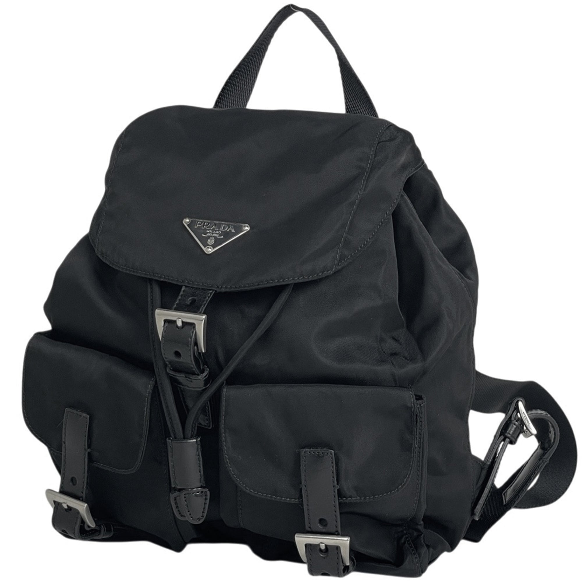 Prada Black Nylon Leather Backpack (Pre-Owned)