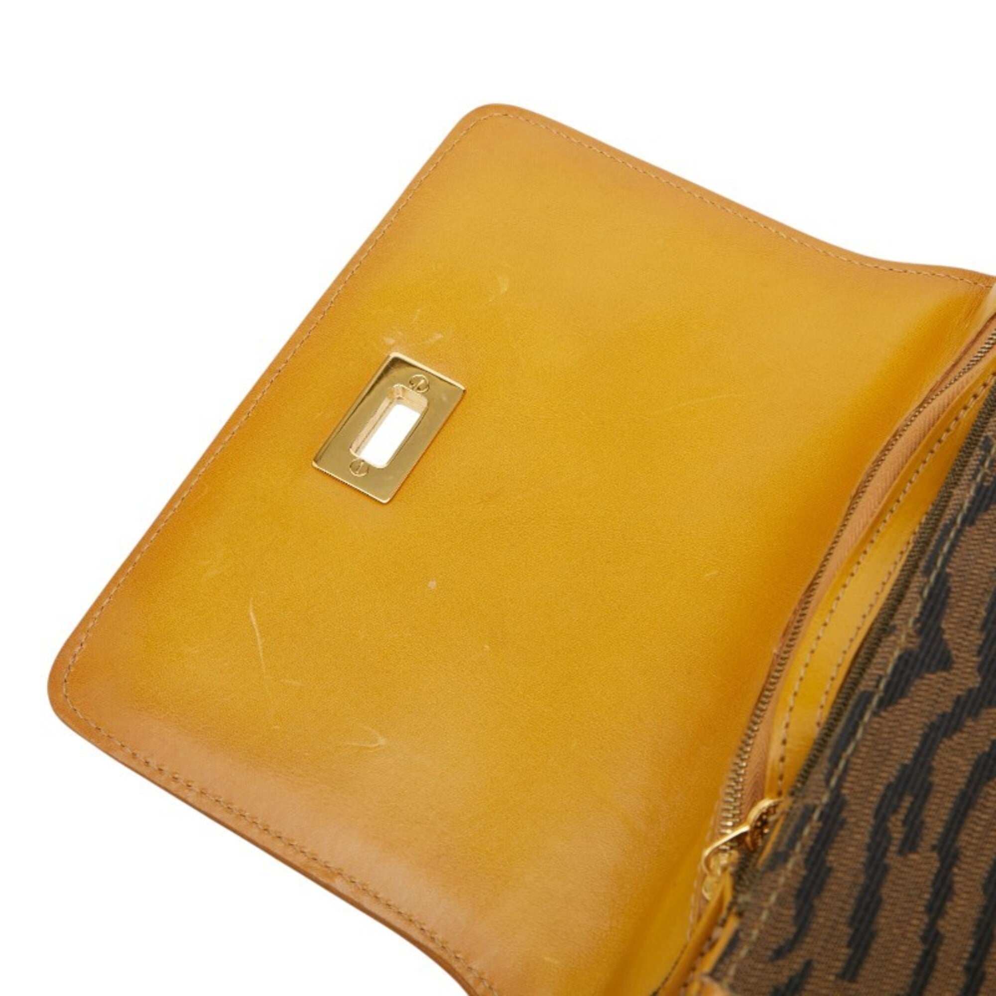 Fendi Black Brown Canvas Leather Handbag (Pre-Owned)