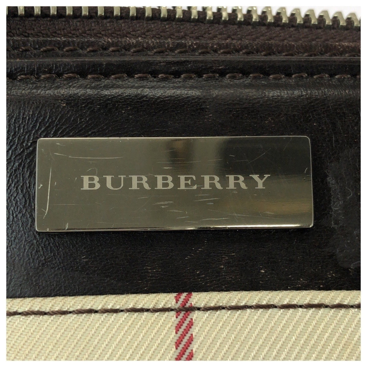 Burberry Beige Dark Brown Canvas Leather Shoulder Bag (Pre-Owned)