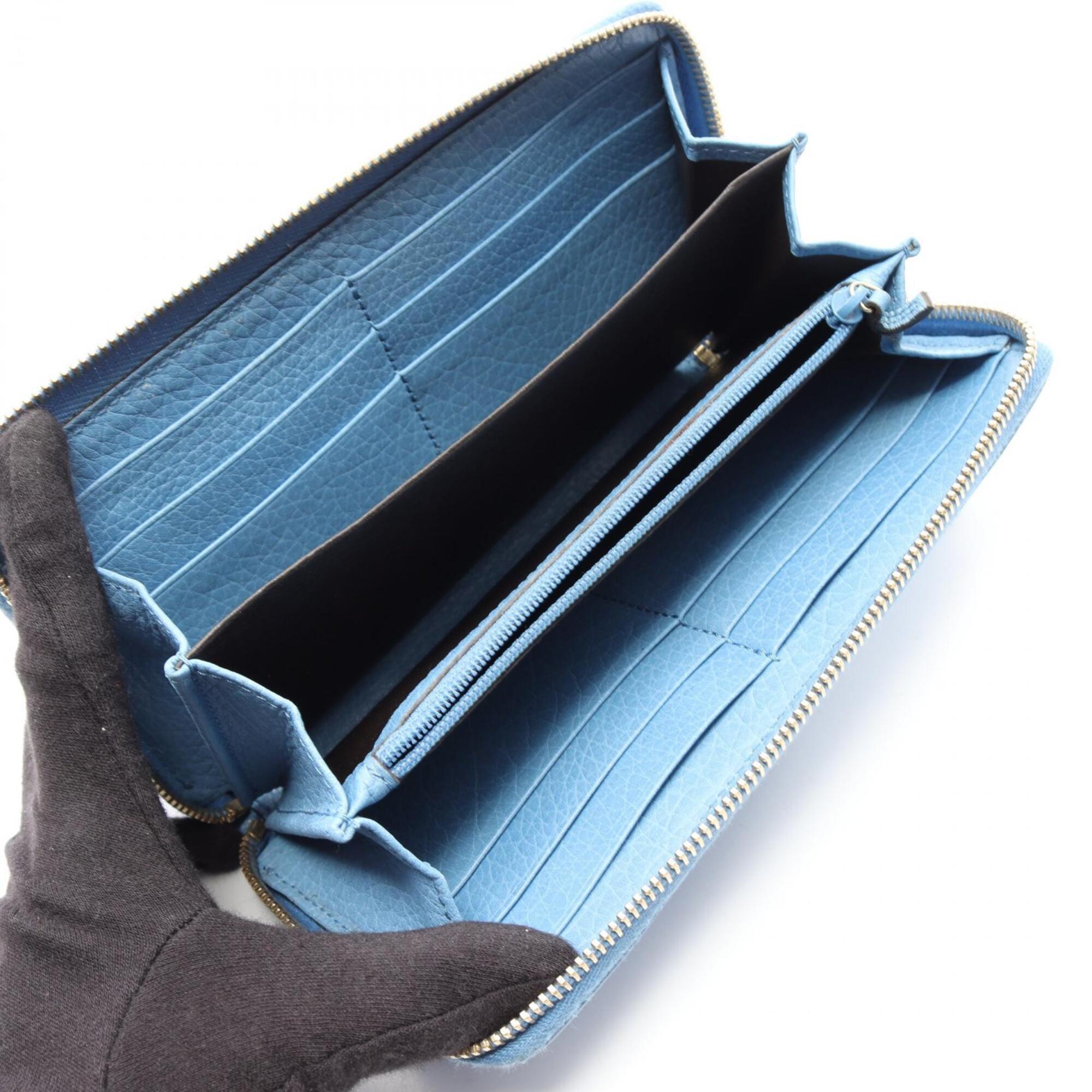 Gucci Blue Leather Long Wallet (Bi-Fold) (Pre-Owned)