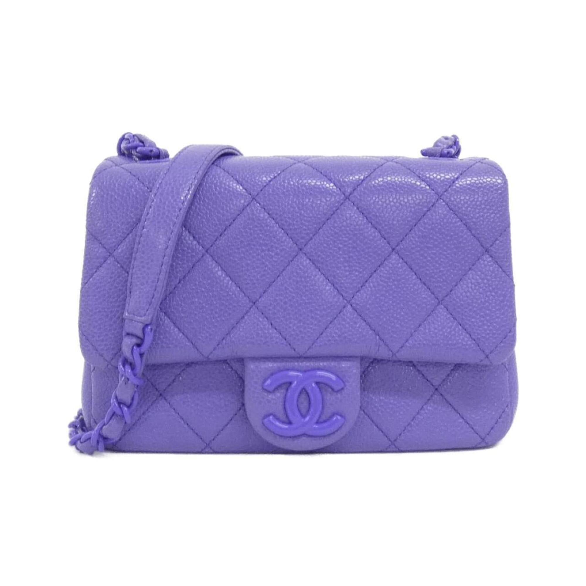 Chanel Purple Grained Calfskin Shoulder Bag (Pre-Owned)