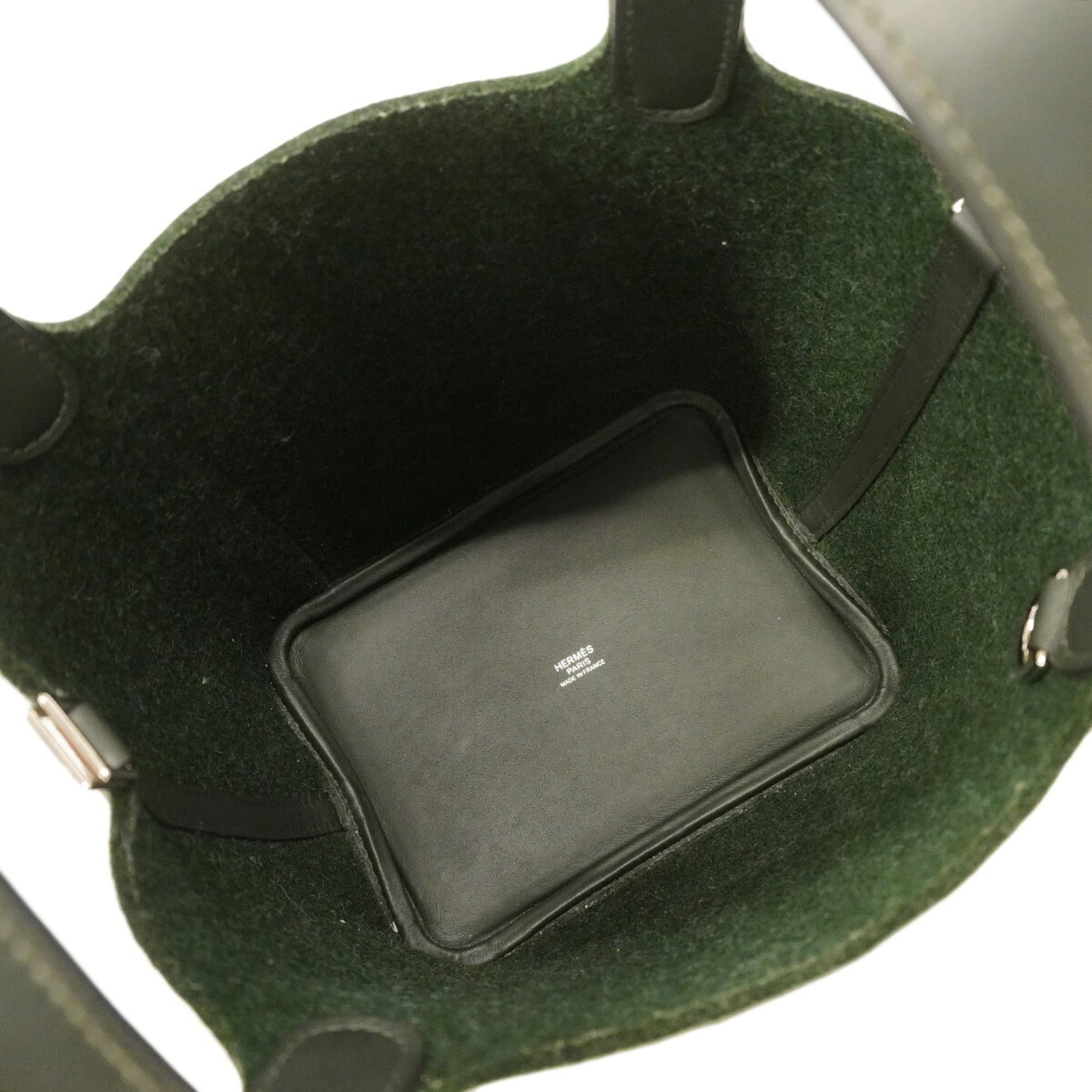 Hermes Vert Fonce Felt Swift Leather Handbag (Pre-Owned)