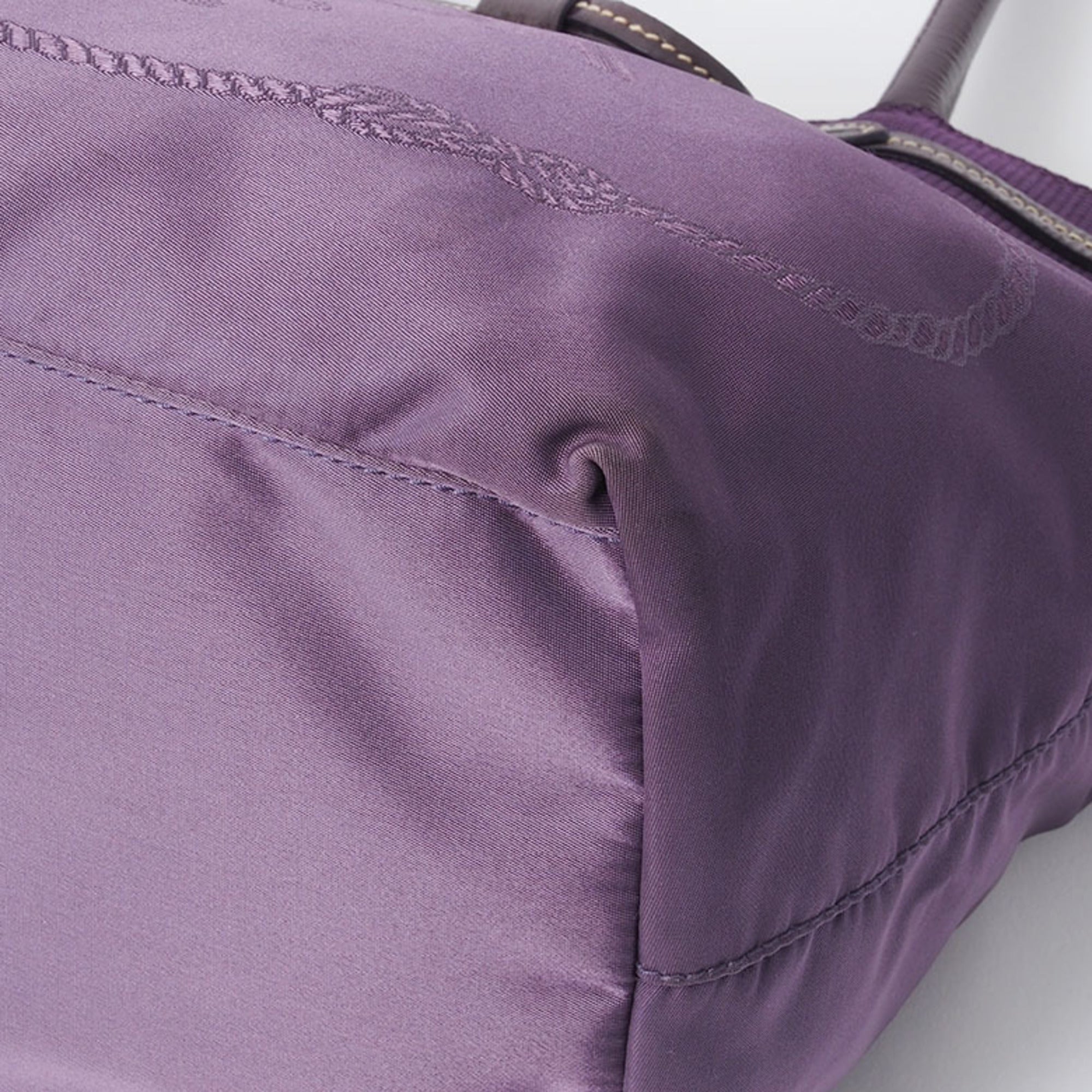 Prada Purple Nylon Leather Handbag Tote Bag (Pre-Owned)