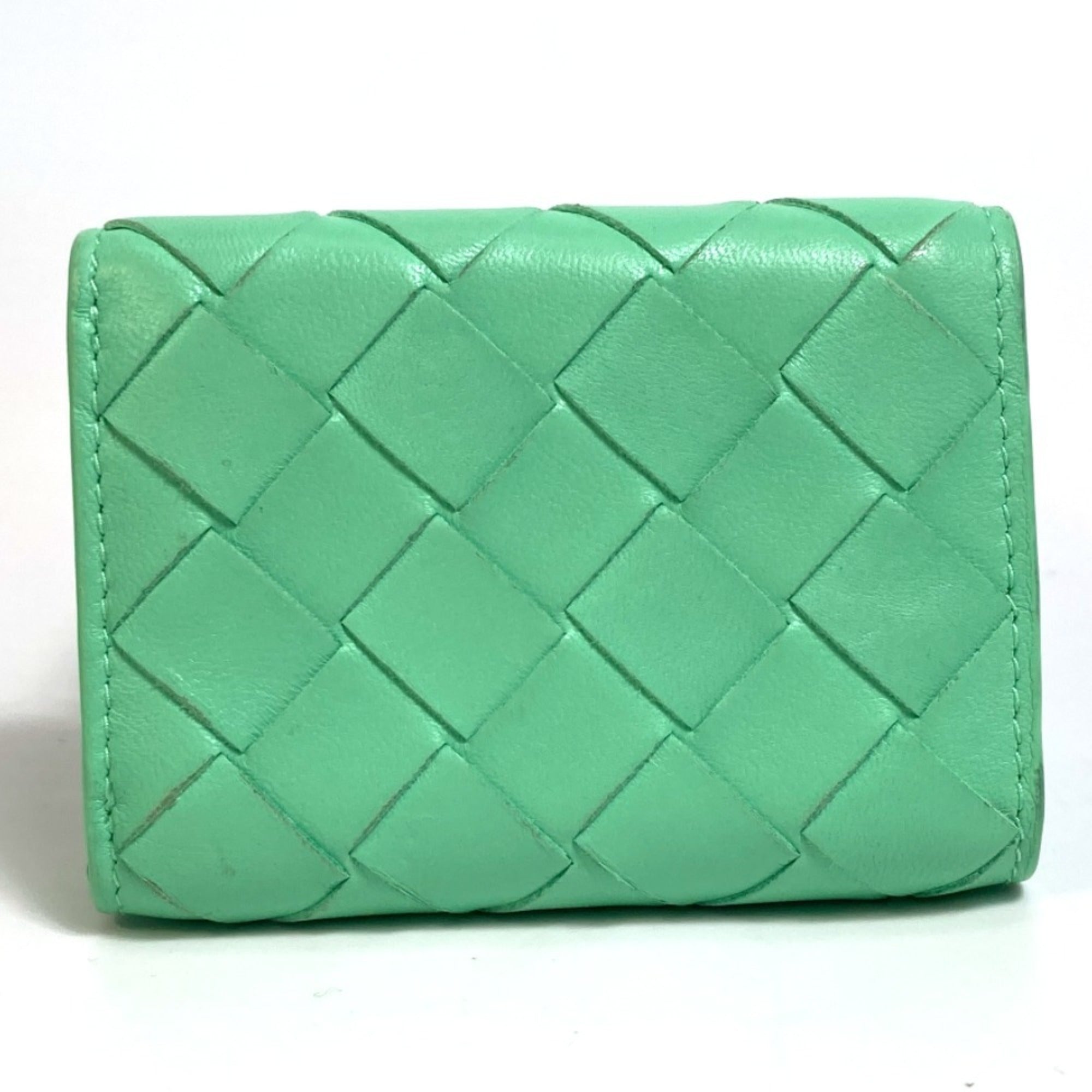 Bottega Veneta Green Leather Wallet (Tri-Fold) (Pre-Owned)