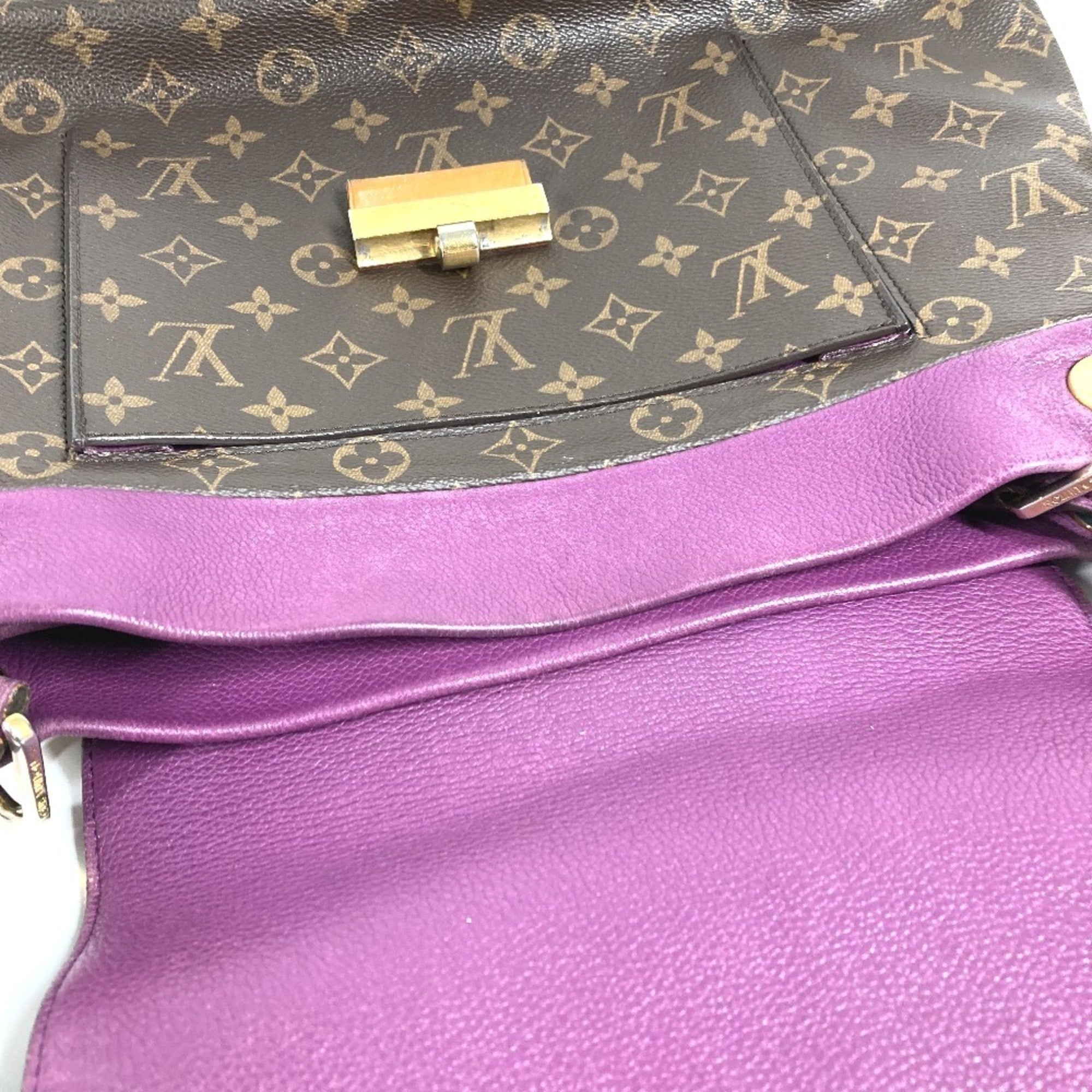 Louis Vuitton Aurore Brown Monogram Purple Monogram Olympe Canvas Shoulder Bag Tote Bag (Pre-Owned)