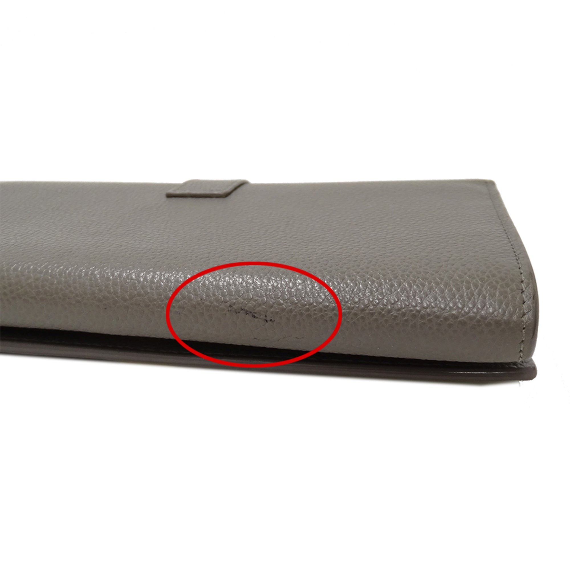 Saint Laurent Gray Leather Long Wallet (Bi-Fold) (Pre-Owned)