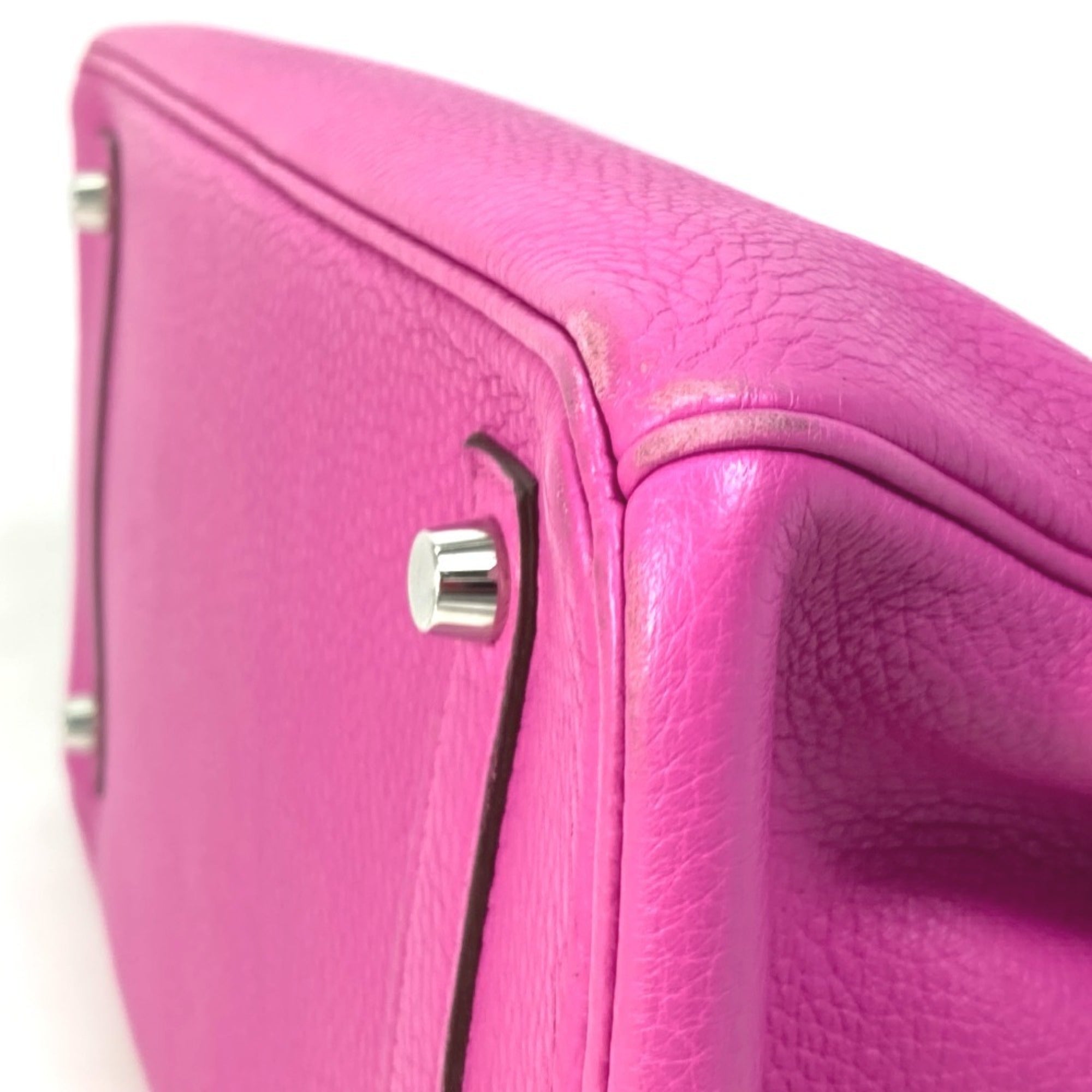 Hermes Birkin Pink Taurillon Clemence Leather Handbag Tote Bag (Pre-Owned)