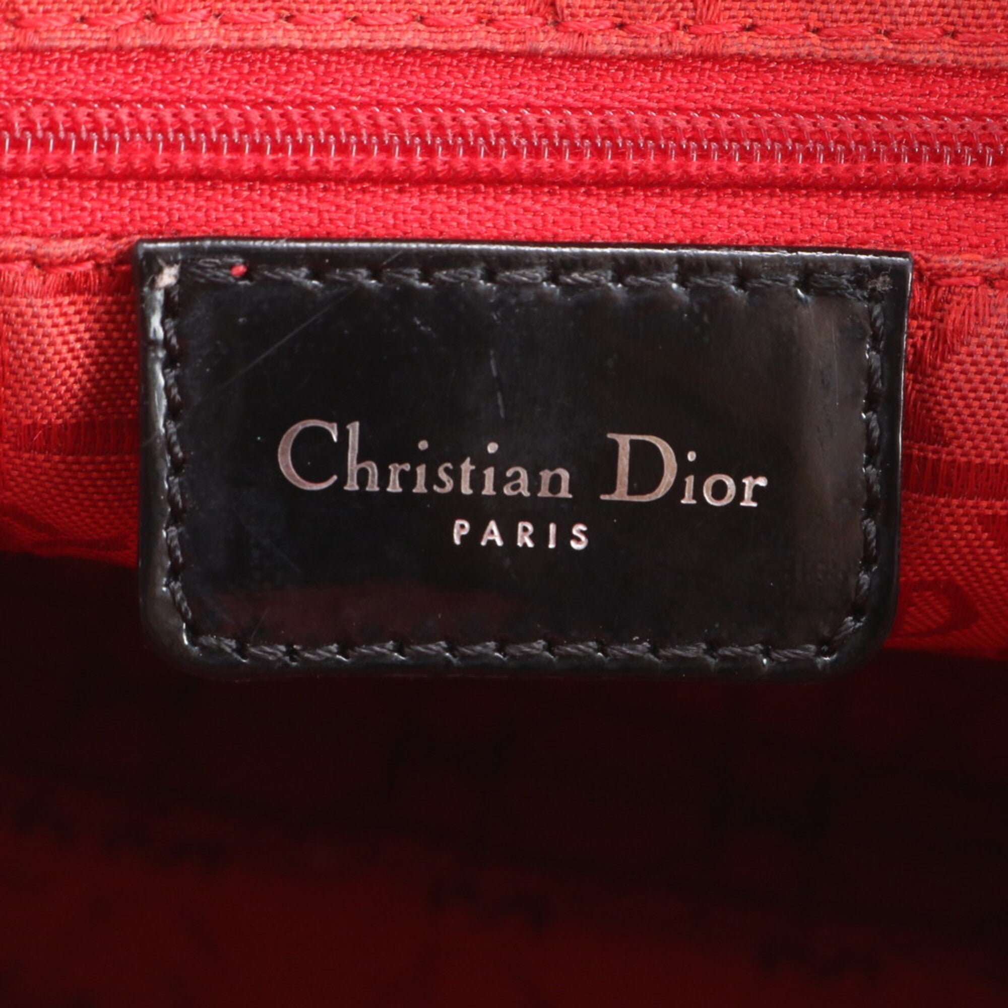 Christian Dior Lady Dior Black Leather Nylon Shoulder Bag (Pre-Owned)