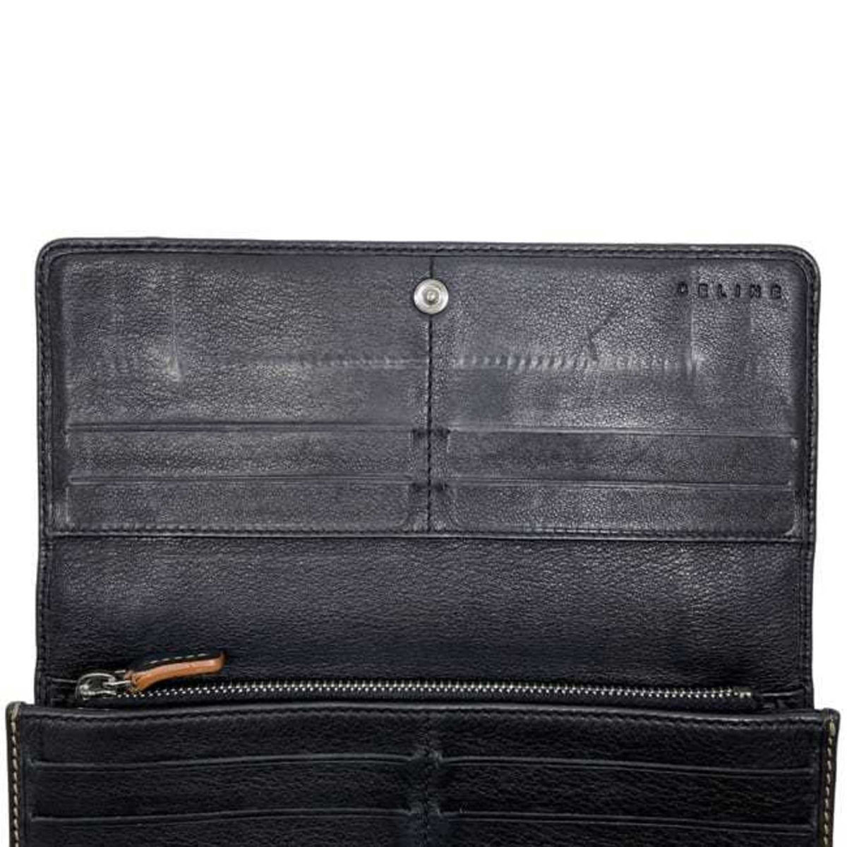 Celine Black Canvas Leather Long Wallet (Bi-Fold) (Pre-Owned)