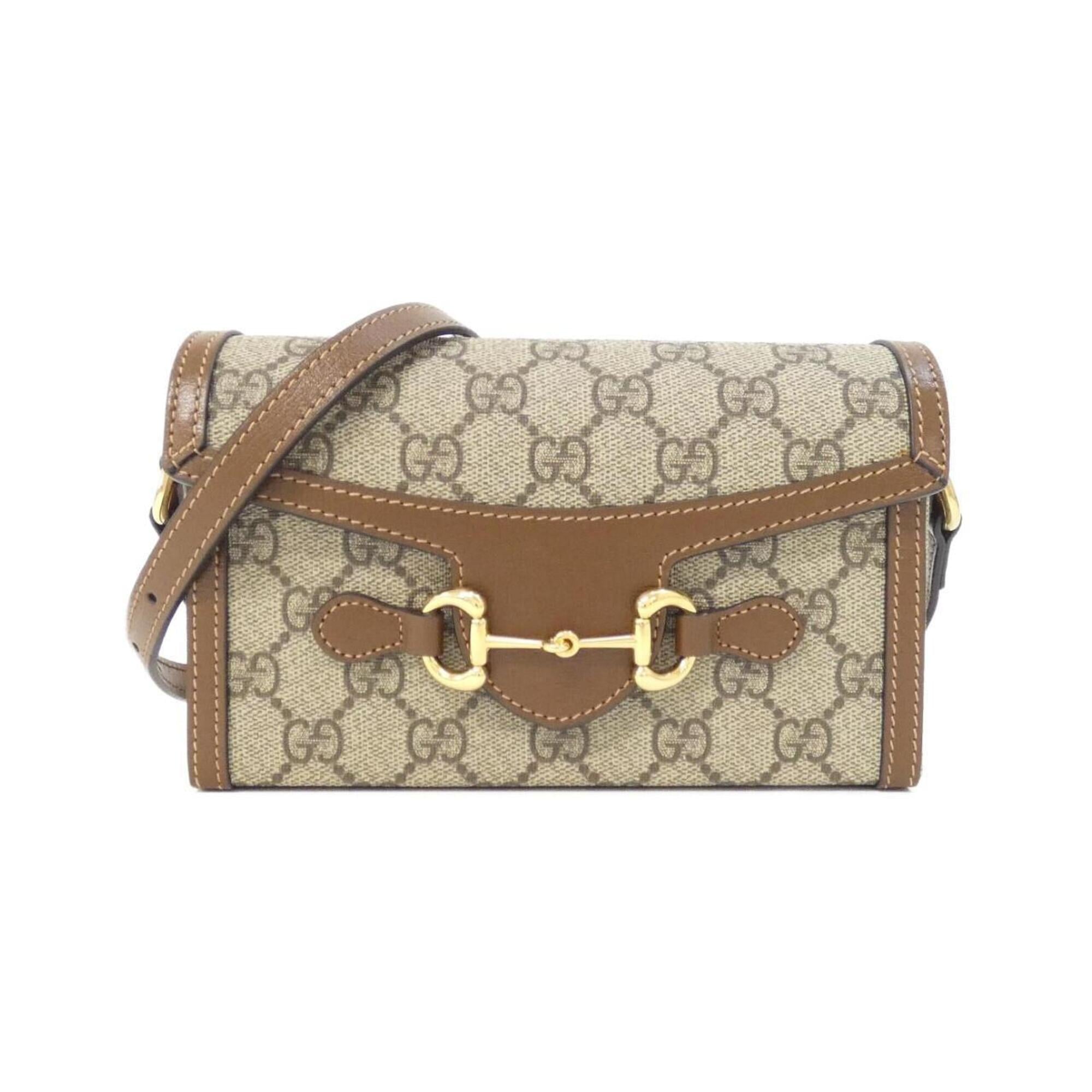 Gucci Beige Brown Gg Supreme Canvas Leather Shoulder Bag (Pre-Owned)