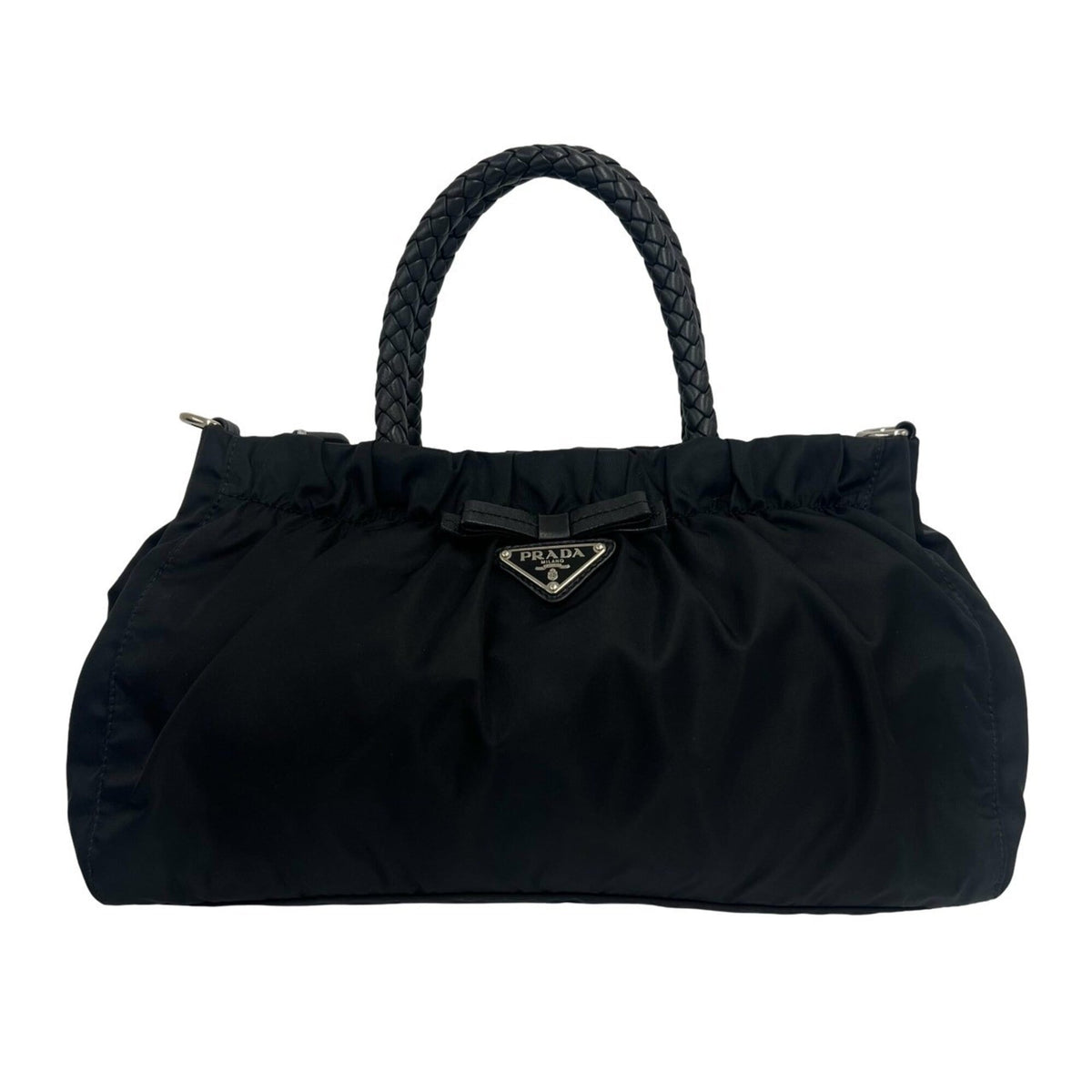 Prada Black Nylon Leather Handbag (Pre-Owned)