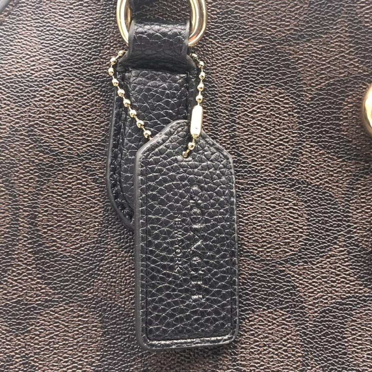 Coach Signature Black Brown Signature Line Handbag (Pre-Owned)