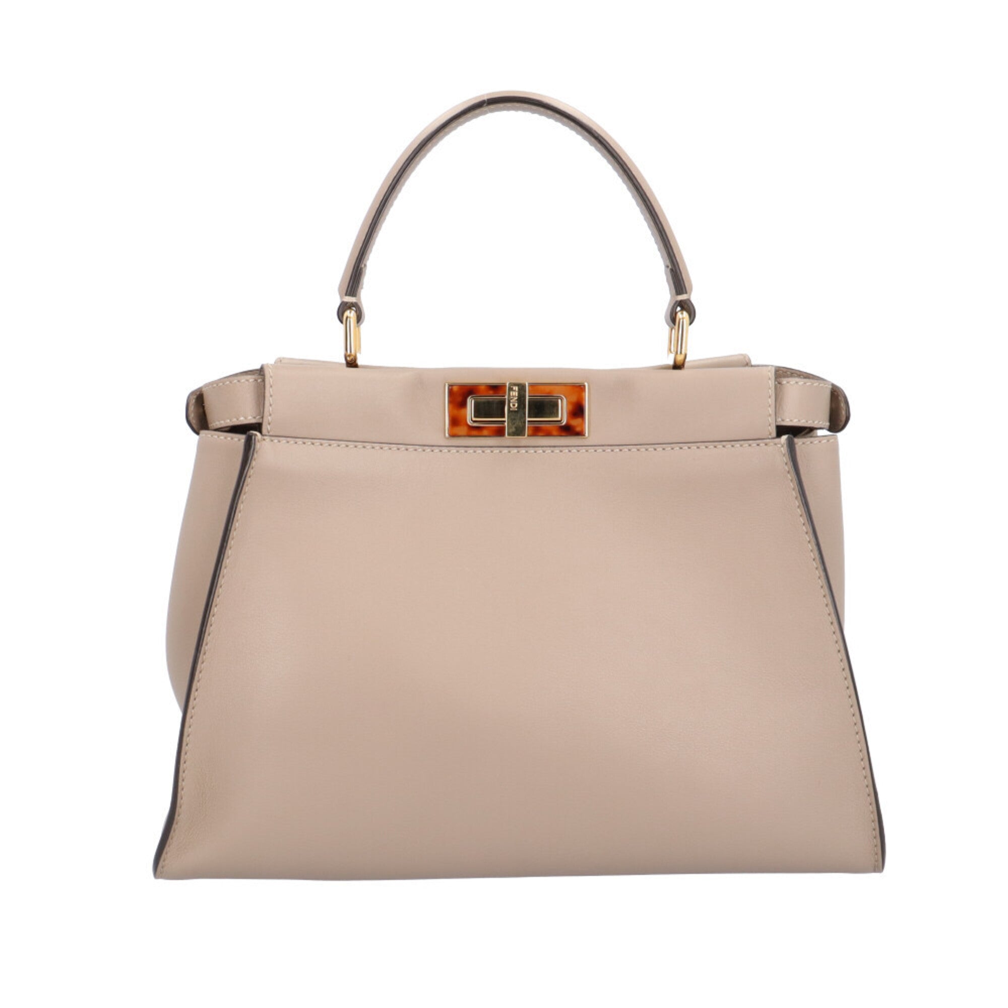 Fendi Peekaboo Beige Grayish Leather Shoulder Bag (Pre-Owned)