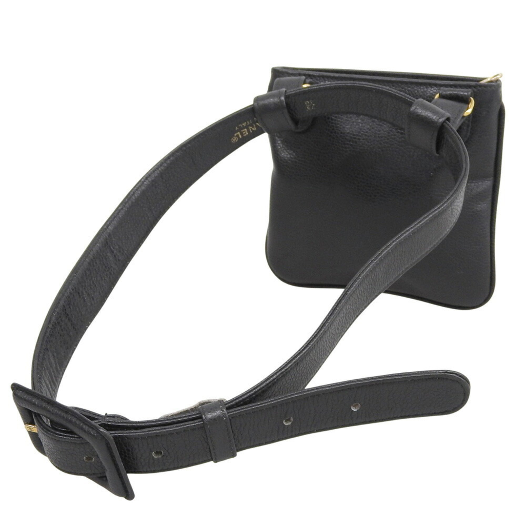 Chanel Black Grained Calfskin Fanny Pack (Pre-Owned)