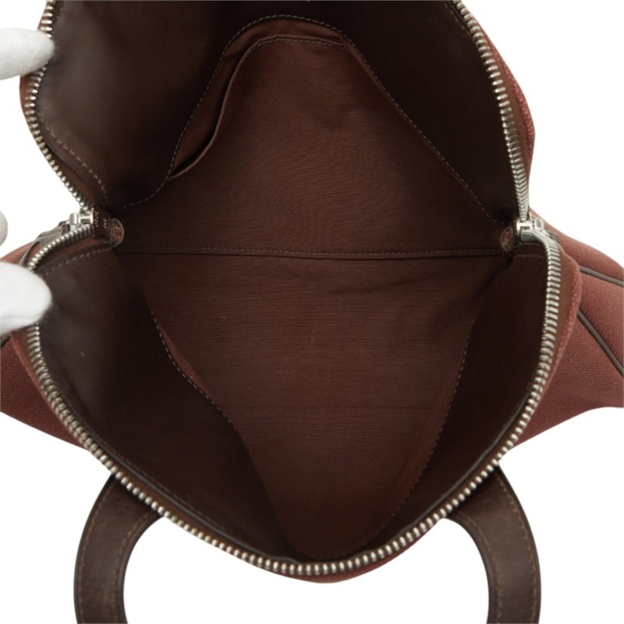 Hermes Brown Red Color Wine Toile H Leather Handbag Tote Bag (Pre-Owned)